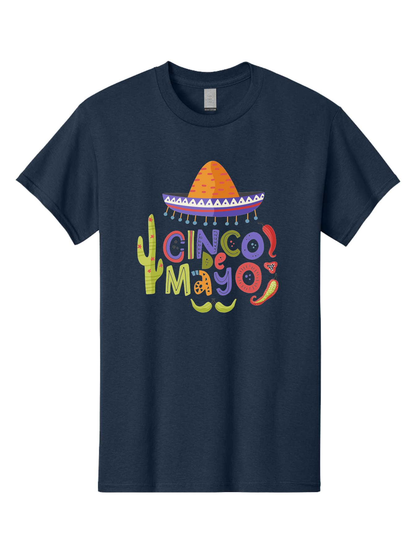 Cinco-De-Mayo-2 Men'S Graphic Tee, 100% Cotton, Comfortable Casual Summer Wear, Machine Washable, Cinco De Mayo, Mexican Holiday, Festive Celebration, Colorful Sombrero, Cactus, Chili Peppers, Vibrant Colors, Fiesta Theme, Party Decoration, -  Aaa234