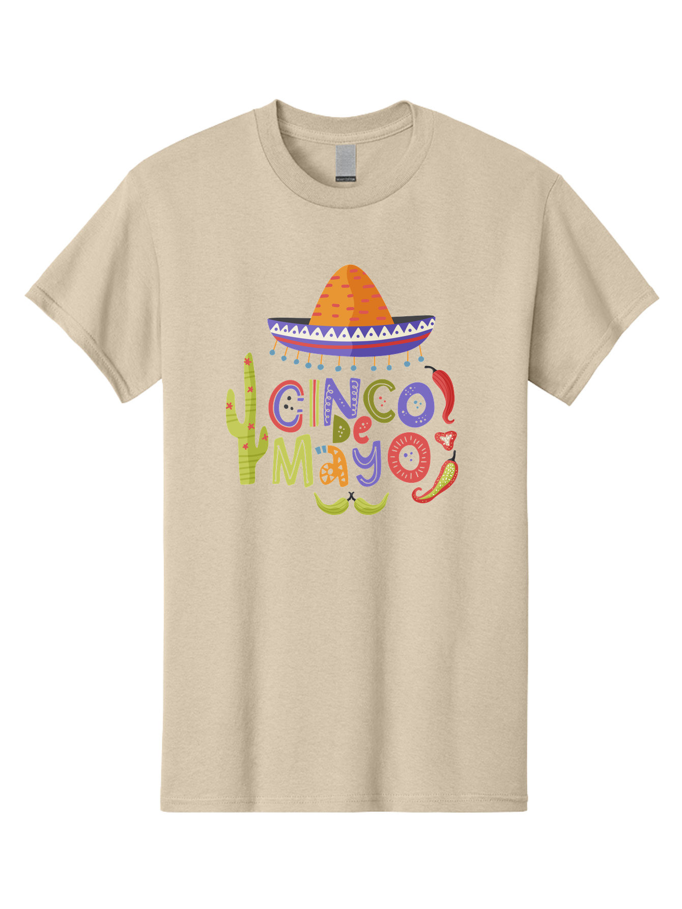 Cinco-De-Mayo-2 Men'S Graphic Tee, 100% Cotton, Comfortable Casual Summer Wear, Machine Washable, Cinco De Mayo, Mexican Holiday, Festive Celebration, Colorful Sombrero, Cactus, Chili Peppers, Vibrant Colors, Fiesta Theme, Party Decoration, -  Aaa234