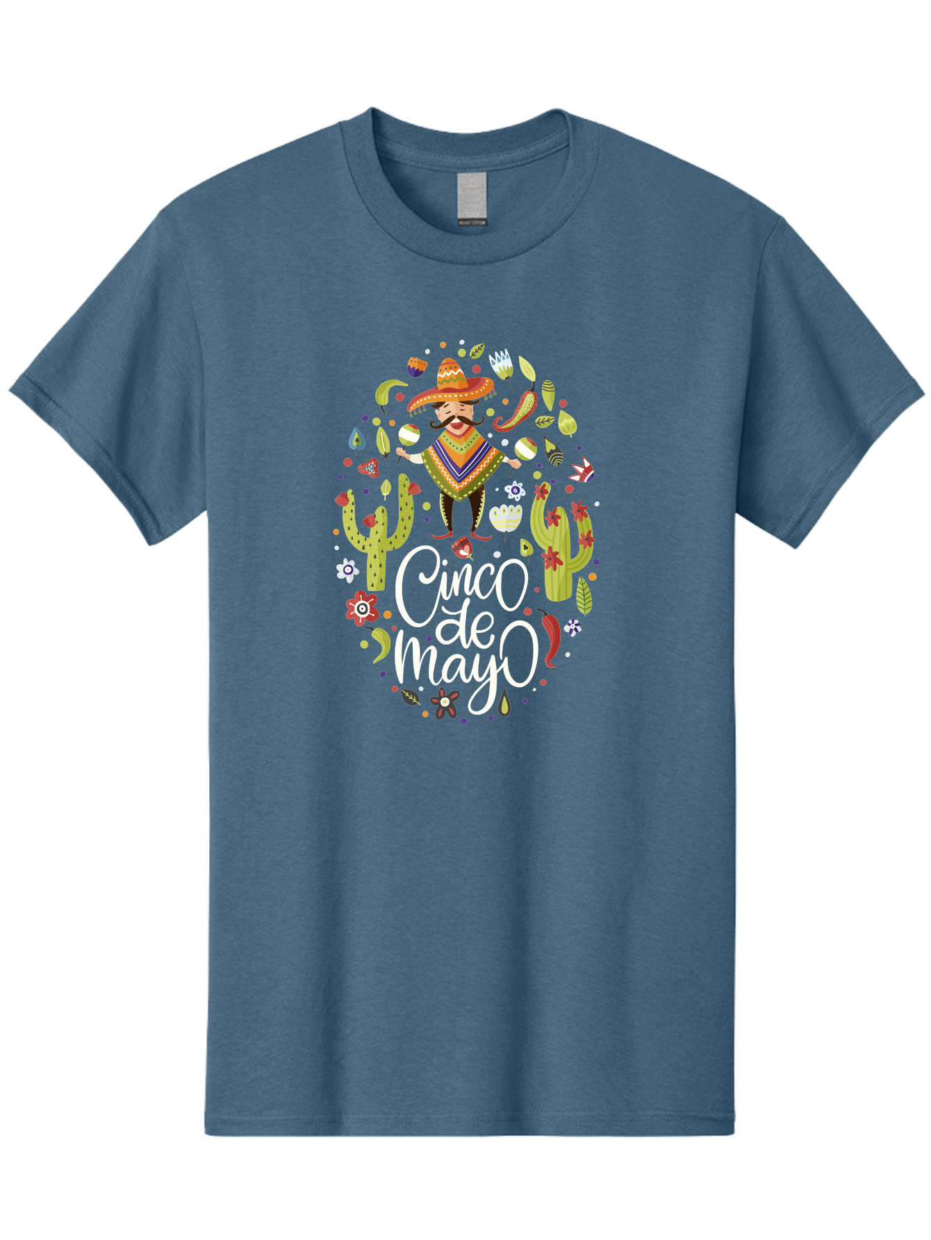 Cinco-De-Mayo-3 Men'S Graphic Tee, 100% Cotton, Comfortable Casual Summer Wear, Machine Washable, Mexican Fiesta, Cultural Celebration, Vibrant Colors, Mariachi Man, Cacti, Flowers, Festive Decorations, Traditional Attire, Party Atmosphere, -  Aaa235