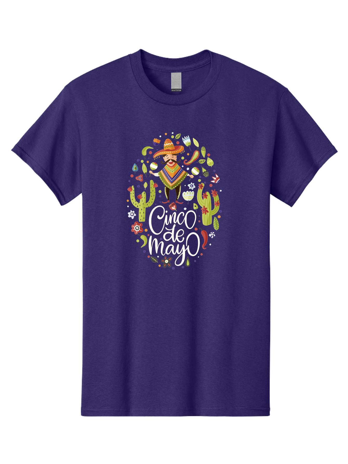 Cinco-De-Mayo-3 Men'S Graphic Tee, 100% Cotton, Comfortable Casual Summer Wear, Machine Washable, Mexican Fiesta, Cultural Celebration, Vibrant Colors, Mariachi Man, Cacti, Flowers, Festive Decorations, Traditional Attire, Party Atmosphere, -  Aaa235