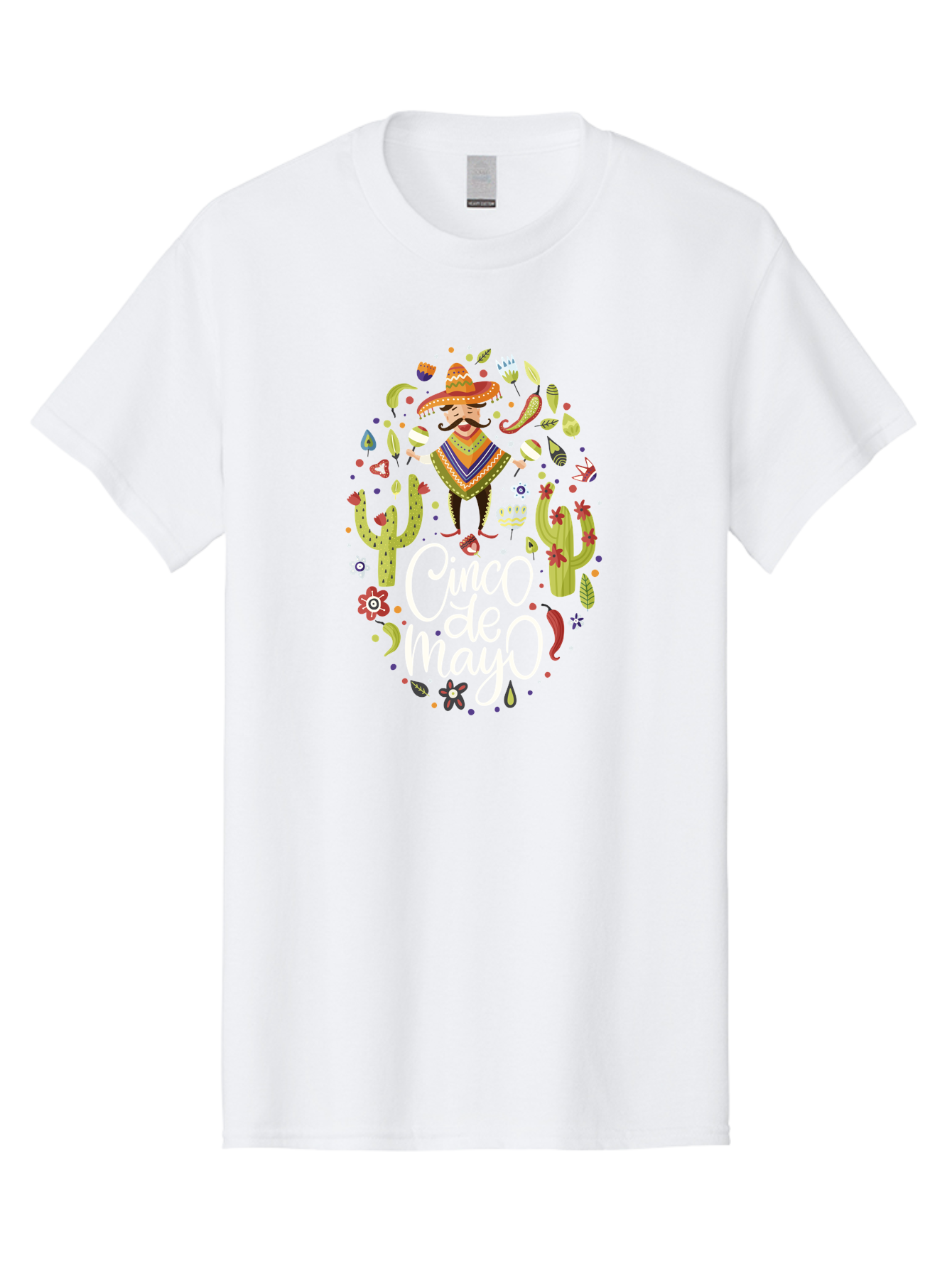 Cinco-De-Mayo-3 Men'S Graphic Tee, 100% Cotton, Comfortable Casual Summer Wear, Machine Washable, Mexican Fiesta, Cultural Celebration, Vibrant Colors, Mariachi Man, Cacti, Flowers, Festive Decorations, Traditional Attire, Party Atmosphere, -  Aaa235