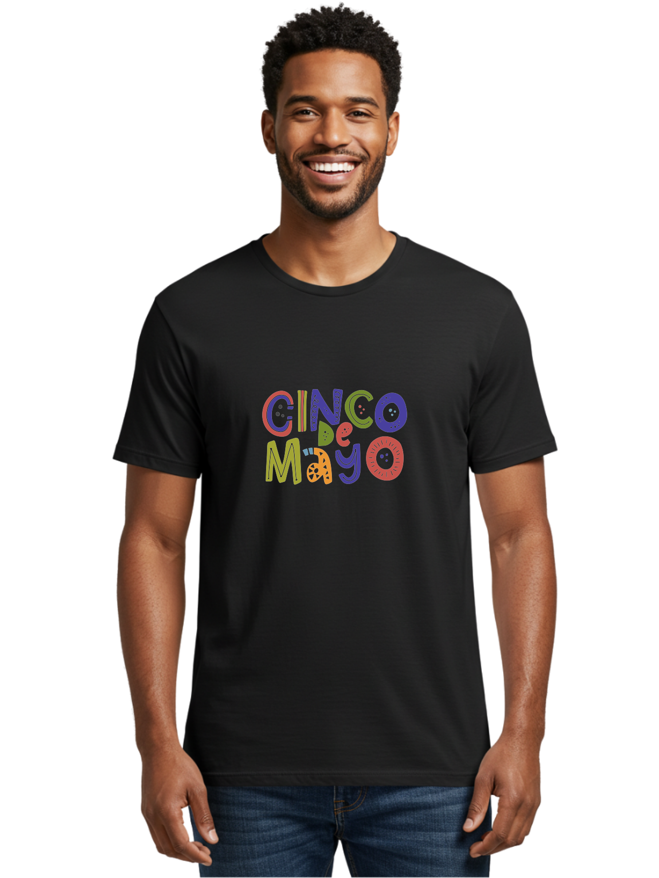 Cinco-De-Mayo-6 Men'S Graphic Tee, 100% Cotton, Comfortable Casual Summer Wear, Machine Washable, Cinco De Mayo, Colorful Text, Festive Typography, Mexican Holiday, Party Decorations, Vibrant Colors, Celebration -  Aaa238