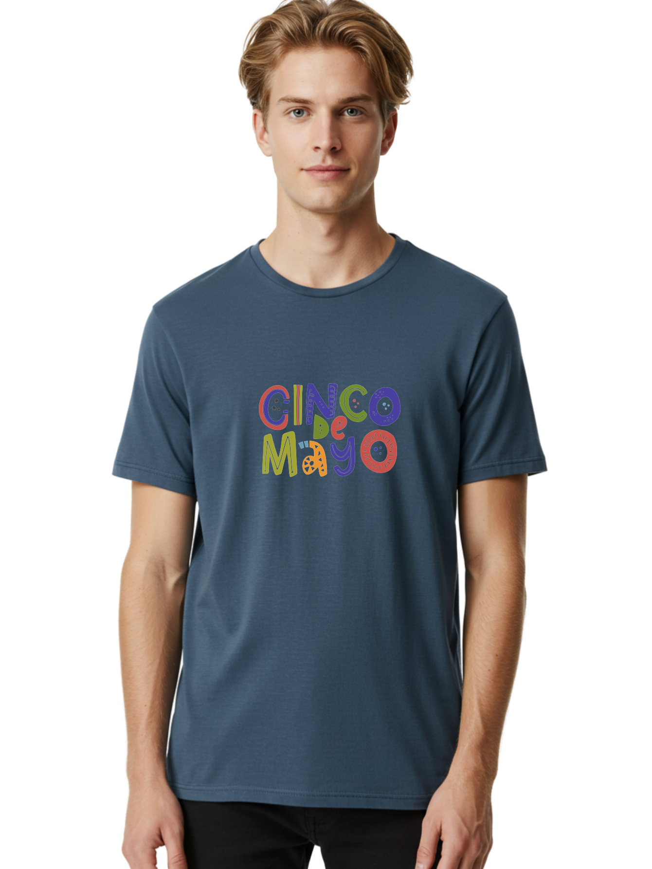 Cinco-De-Mayo-6 Men'S Graphic Tee, 100% Cotton, Comfortable Casual Summer Wear, Machine Washable, Cinco De Mayo, Colorful Text, Festive Typography, Mexican Holiday, Party Decorations, Vibrant Colors, Celebration -  Aaa238