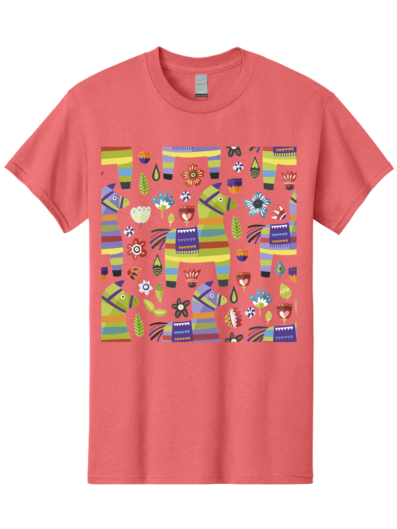 Colorful-Pattern Men'S Graphic Tee, 100% Cotton, Comfortable Casual Summer Wear, Machine Washable, Colorful Fish Pattern, Vibrant Flowers, Playful Design, Striped Elements, Whimsical Shapes, Abstract Art -  Aaa241