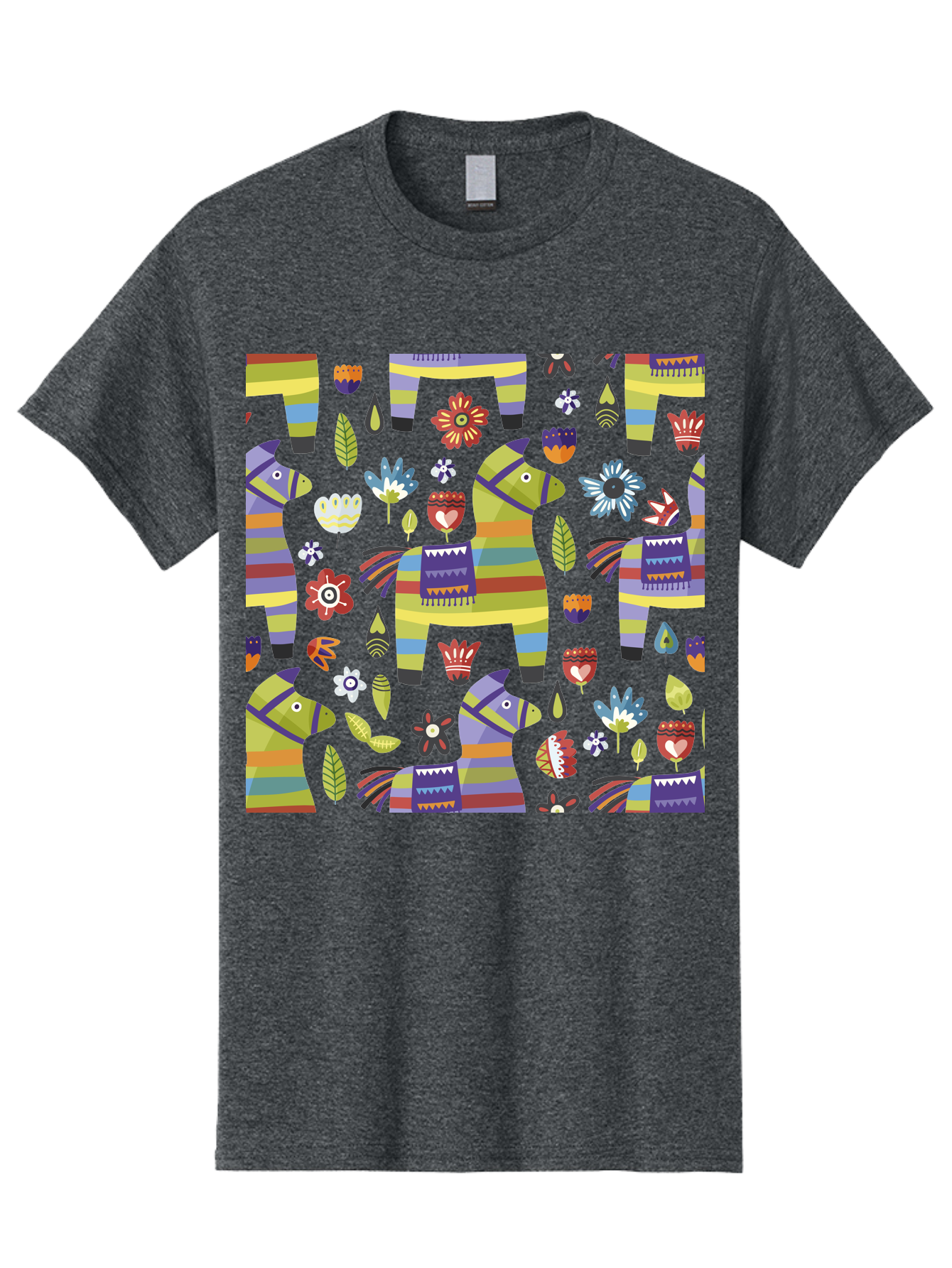 Colorful-Pattern Men'S Graphic Tee, 100% Cotton, Comfortable Casual Summer Wear, Machine Washable, Colorful Fish Pattern, Vibrant Flowers, Playful Design, Striped Elements, Whimsical Shapes, Abstract Art -  Aaa241