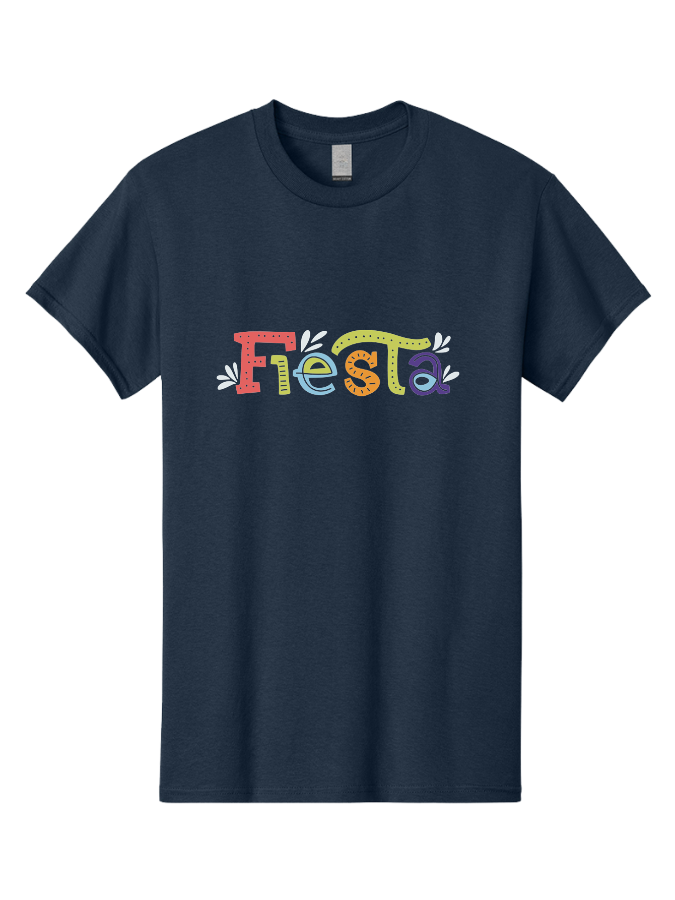 Fiesta-1 Men'S Graphic Tee, 100% Cotton, Comfortable Casual Summer Wear, Machine Washable, Vibrant Lettering, Colorful Text, Fiesta Theme, Festive Design, Celebration Graphics, Party Decoration, Multicolored Font, Decorative Leaves -  Aaa243