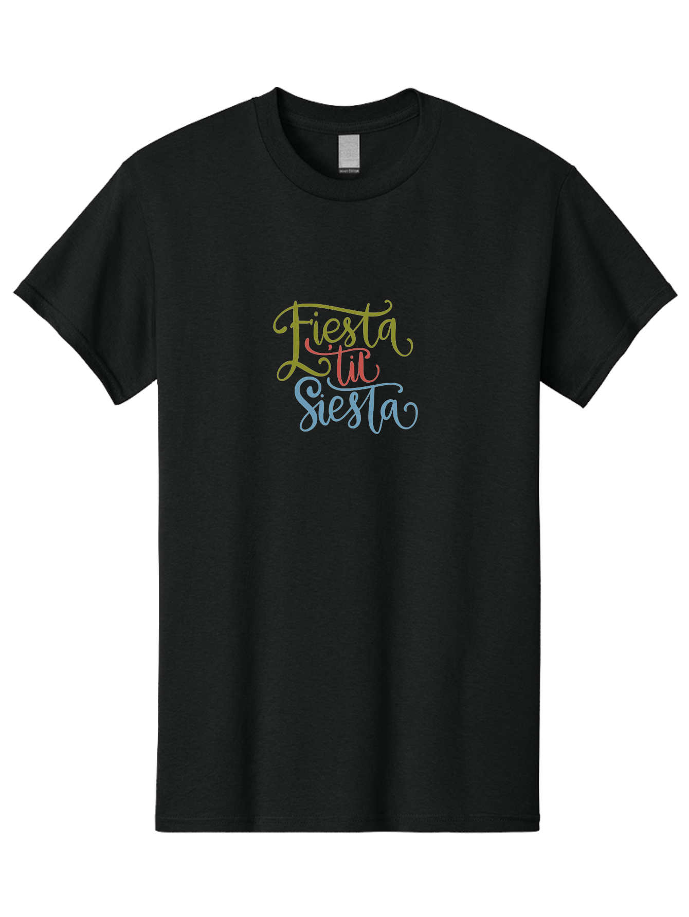 Fiesta-La-Siesta Men'S Graphic Tee, 100% Cotton, Comfortable Casual Summer Wear, Machine Washable, Festive Typography, Vibrant Colors, Party Vibes, Celebration, Colorful Gradient, Fiesta La Siesta, Elegant Design, Artistic Font, -  Aaa245
