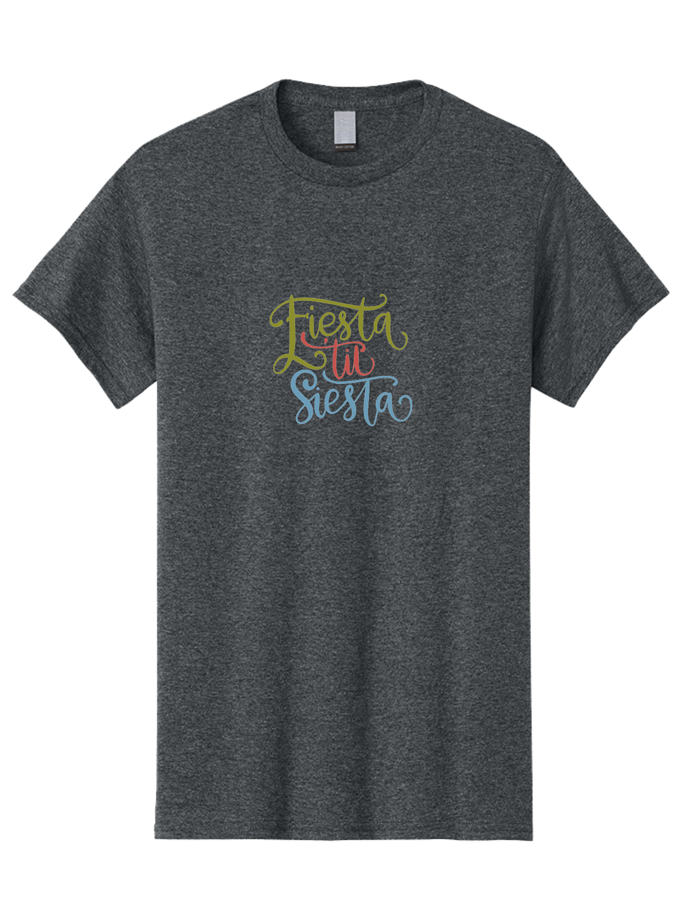 Fiesta-La-Siesta Men'S Graphic Tee, 100% Cotton, Comfortable Casual Summer Wear, Machine Washable, Festive Typography, Vibrant Colors, Party Vibes, Celebration, Colorful Gradient, Fiesta La Siesta, Elegant Design, Artistic Font, -  Aaa245