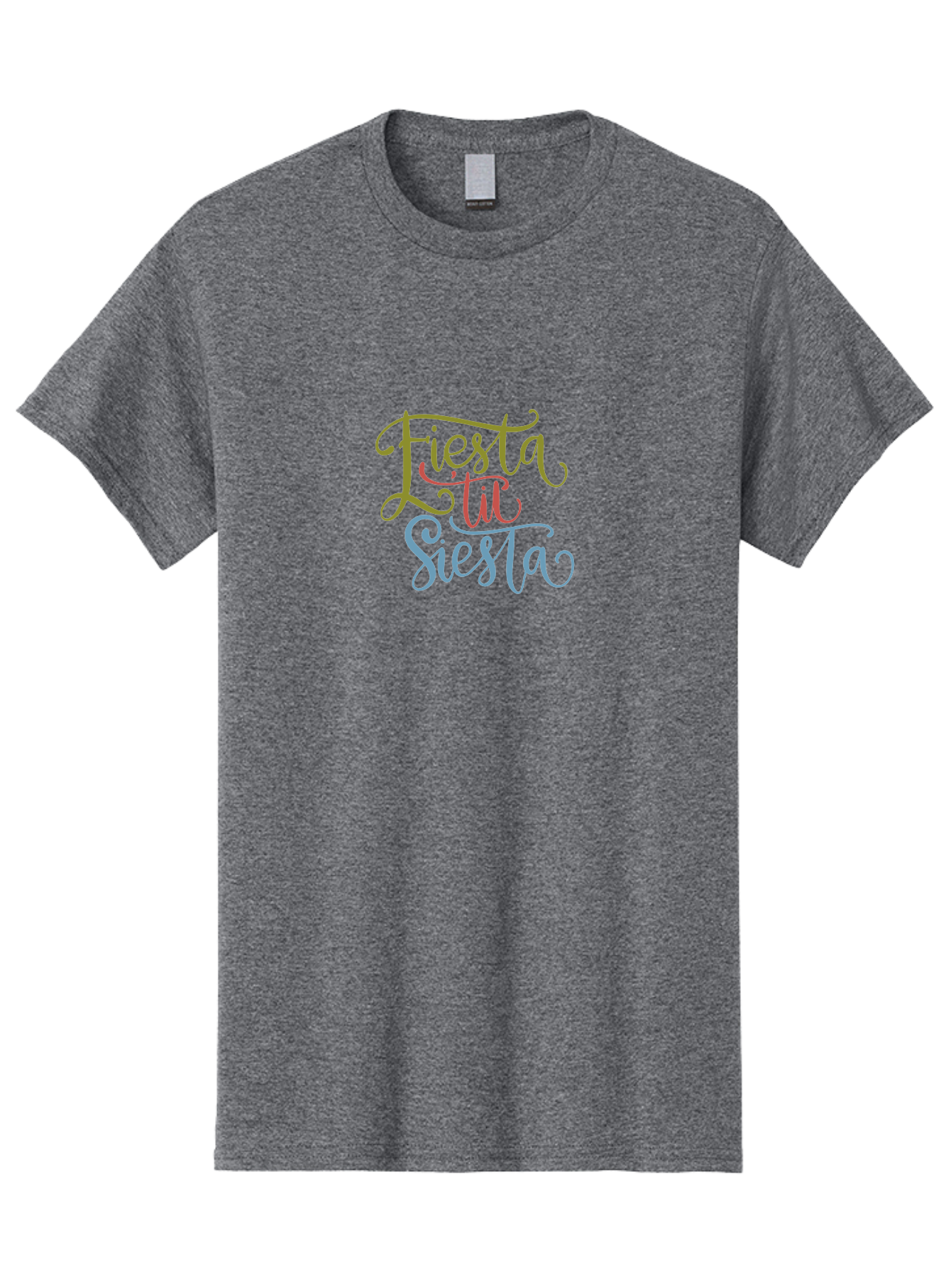 Fiesta-La-Siesta Men'S Graphic Tee, 100% Cotton, Comfortable Casual Summer Wear, Machine Washable, Festive Typography, Vibrant Colors, Party Vibes, Celebration, Colorful Gradient, Fiesta La Siesta, Elegant Design, Artistic Font, -  Aaa245