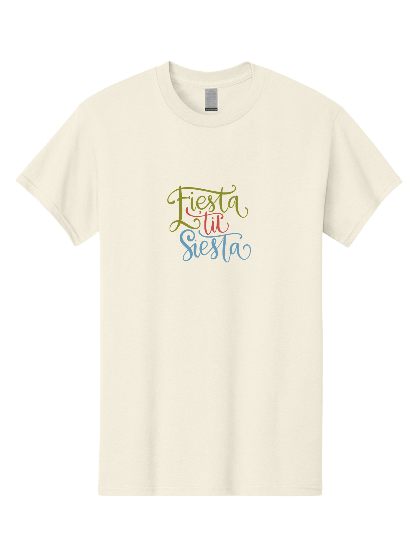 Fiesta-La-Siesta Men'S Graphic Tee, 100% Cotton, Comfortable Casual Summer Wear, Machine Washable, Festive Typography, Vibrant Colors, Party Vibes, Celebration, Colorful Gradient, Fiesta La Siesta, Elegant Design, Artistic Font, -  Aaa245
