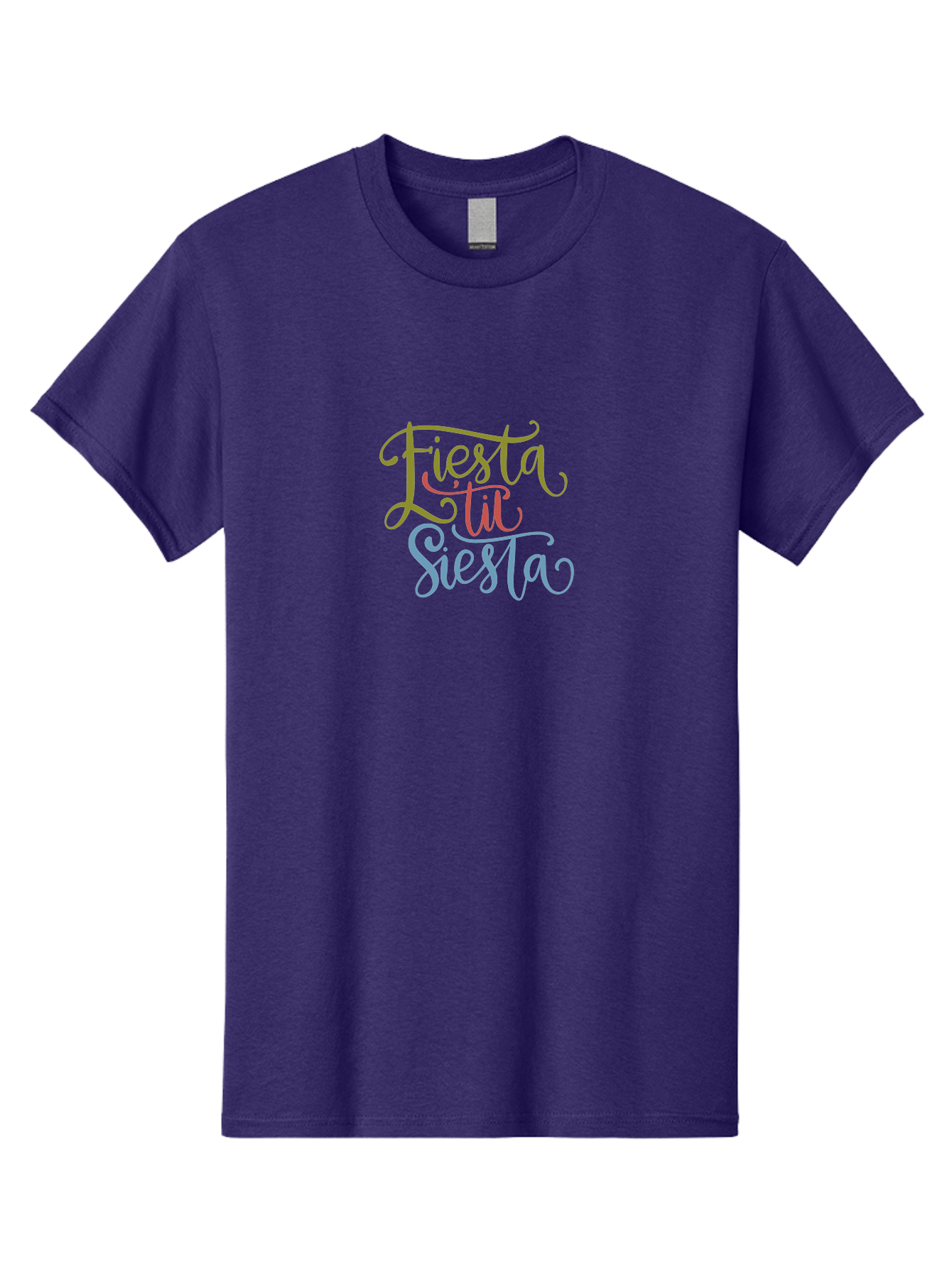 Fiesta-La-Siesta Men'S Graphic Tee, 100% Cotton, Comfortable Casual Summer Wear, Machine Washable, Festive Typography, Vibrant Colors, Party Vibes, Celebration, Colorful Gradient, Fiesta La Siesta, Elegant Design, Artistic Font, -  Aaa245