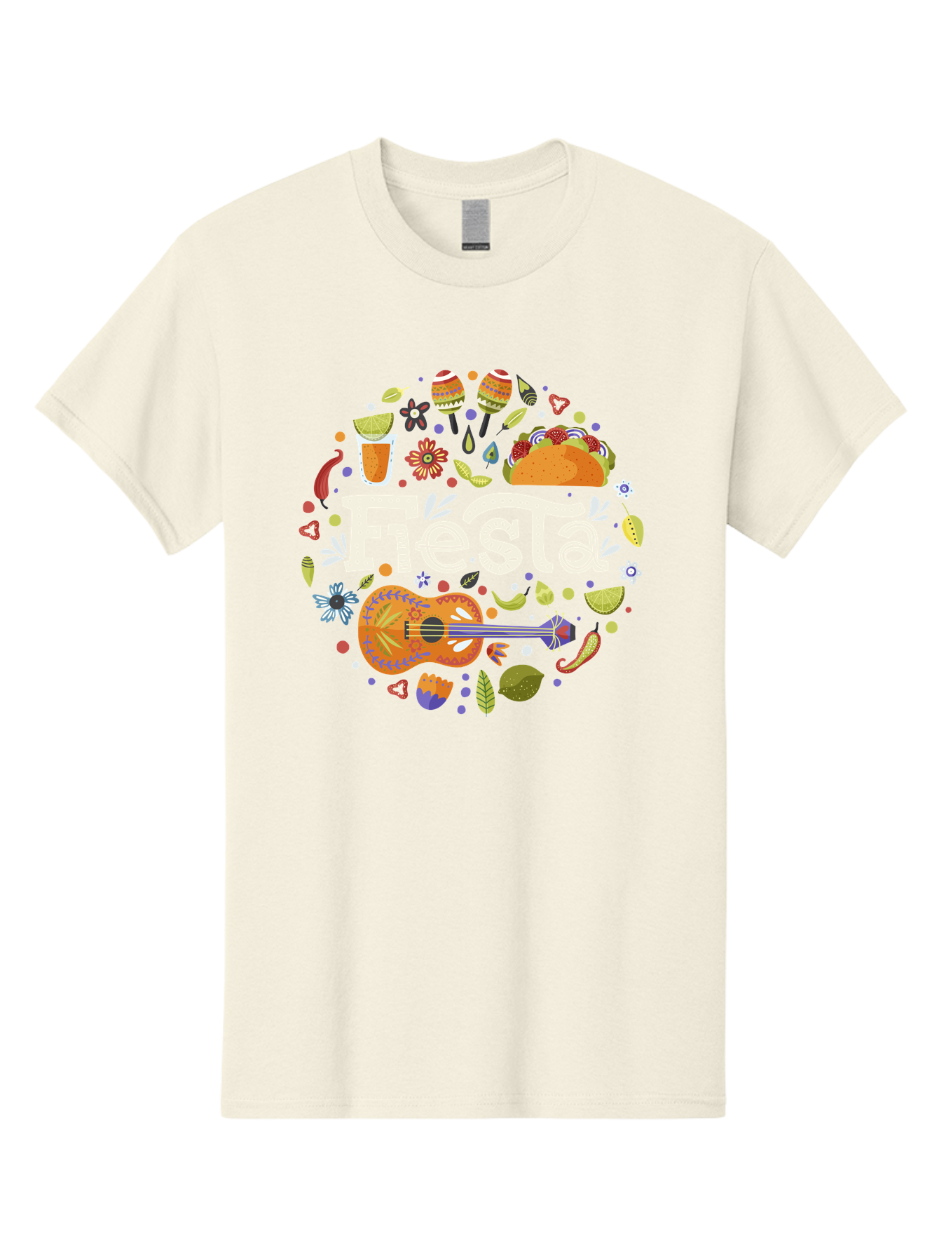 Fiesta Men'S Graphic Tee, 100% Cotton, Comfortable Casual Summer Wear, Machine Washable, Latin American Party, Festive Celebration, Traditional Food, Folk Music, Vibrant Culture, Colorful Flowers, Lively Atmosphere, Dance And Music, -  Aaa249