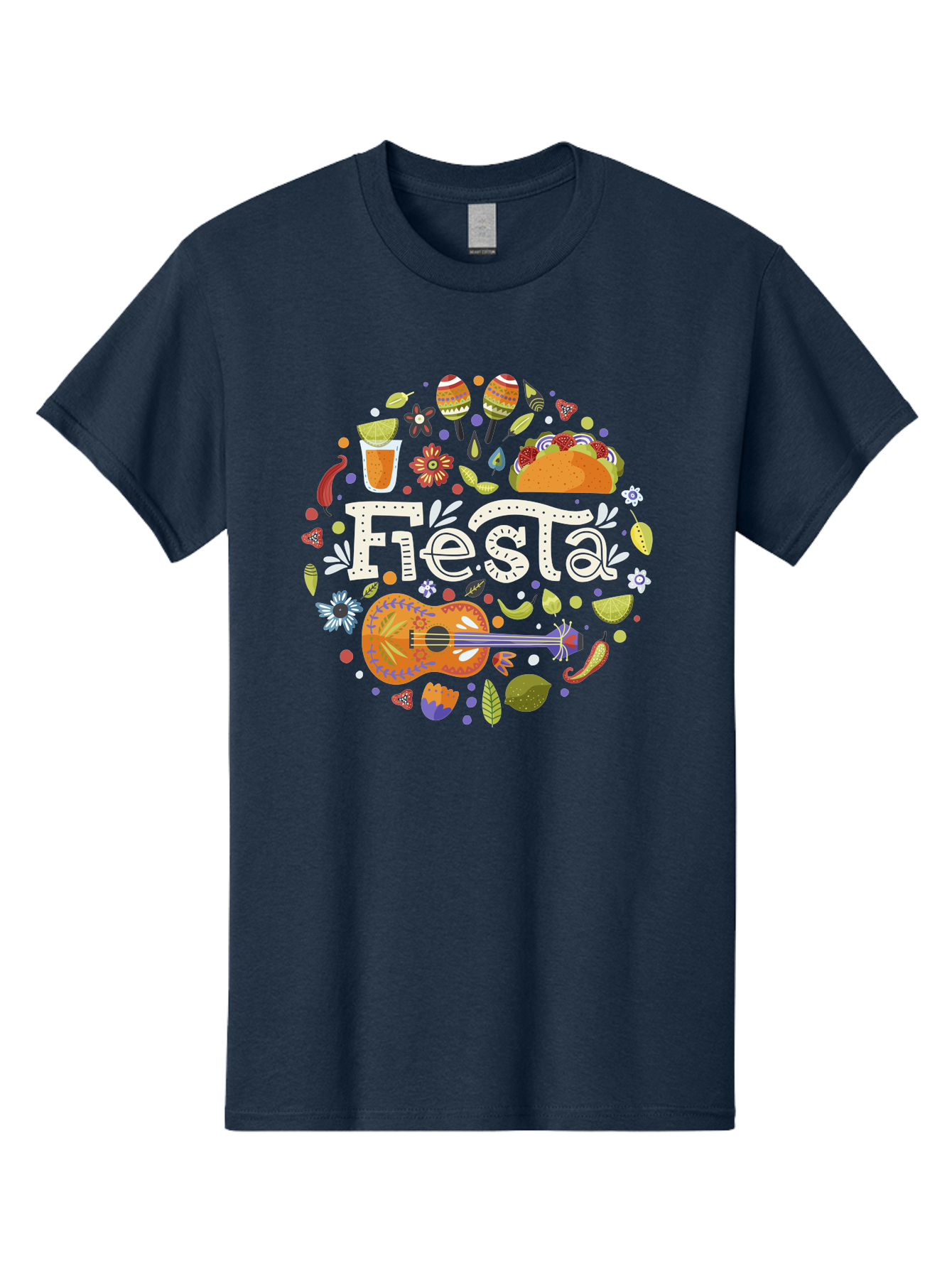 Fiesta Men'S Graphic Tee, 100% Cotton, Comfortable Casual Summer Wear, Machine Washable, Latin American Party, Festive Celebration, Traditional Food, Folk Music, Vibrant Culture, Colorful Flowers, Lively Atmosphere, Dance And Music, -  Aaa249