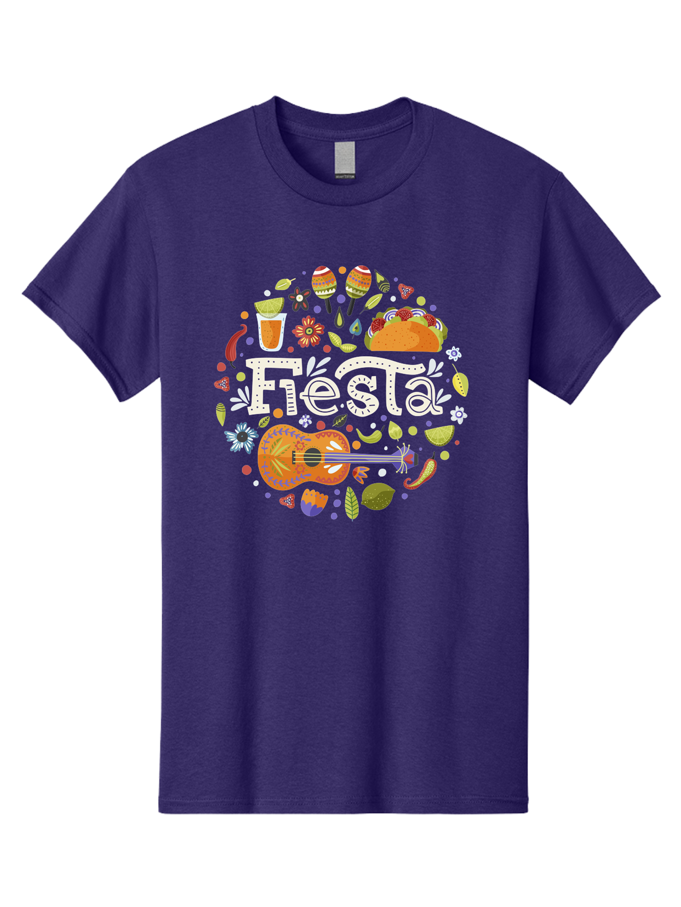 Fiesta Men'S Graphic Tee, 100% Cotton, Comfortable Casual Summer Wear, Machine Washable, Latin American Party, Festive Celebration, Traditional Food, Folk Music, Vibrant Culture, Colorful Flowers, Lively Atmosphere, Dance And Music, -  Aaa249