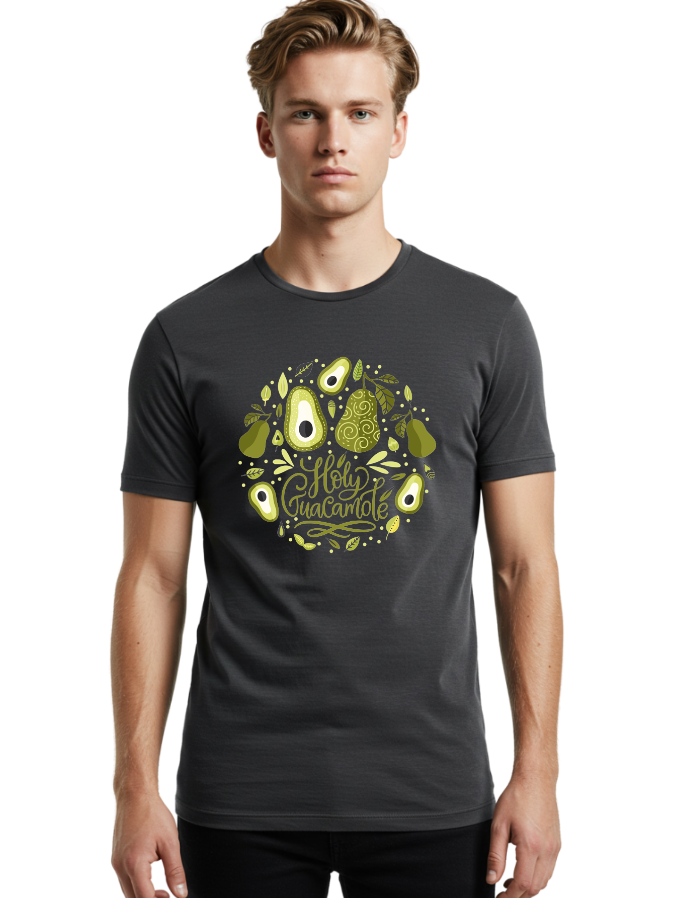 Hello-Avocado Men'S Graphic Tee, 100% Cotton, Comfortable Casual Summer Wear, Machine Washable, Avocado Illustrations, Guacamole Recipe, Healthy Eating, Vegan Lifestyle, Organic Produce, Foodie Culture, Fresh Ingredients, Culinary Delights -  Aaa250