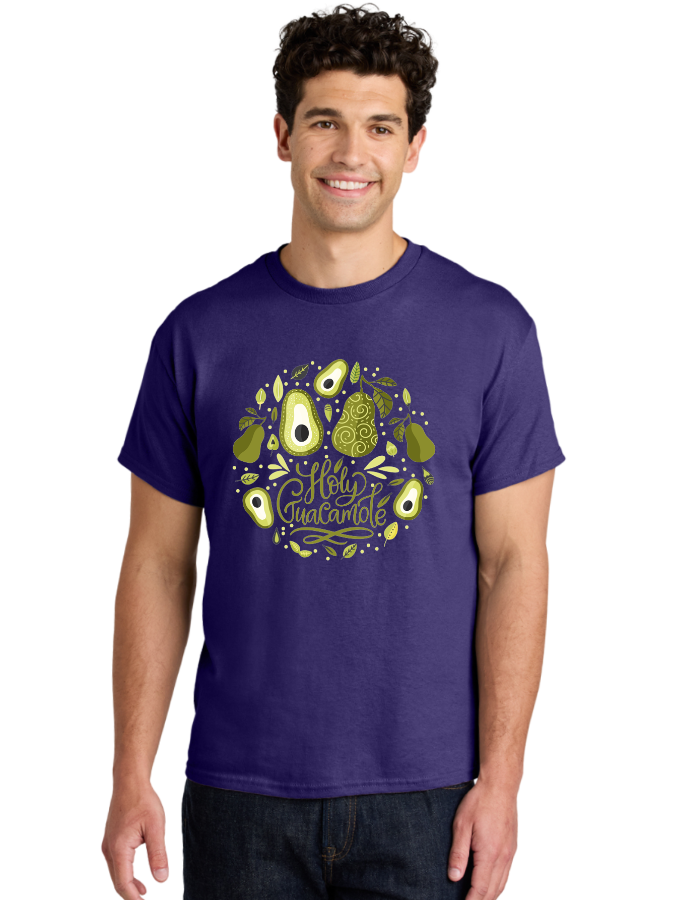 Hello-Avocado Men'S Graphic Tee, 100% Cotton, Comfortable Casual Summer Wear, Machine Washable, Avocado Illustrations, Guacamole Recipe, Healthy Eating, Vegan Lifestyle, Organic Produce, Foodie Culture, Fresh Ingredients, Culinary Delights -  Aaa250