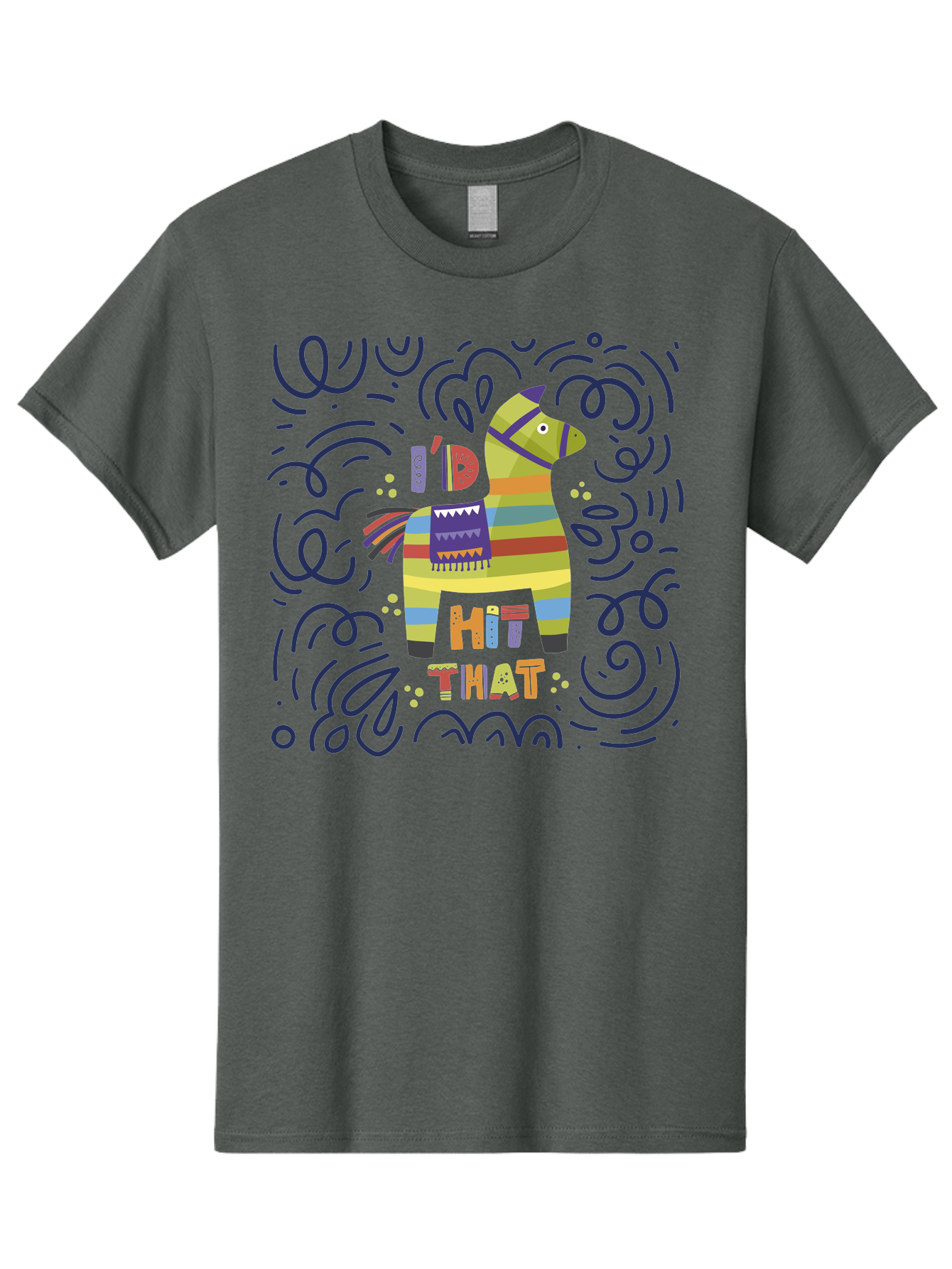 Hit-That-Pinata Men'S Graphic Tee, 100% Cotton, Comfortable Casual Summer Wear, Machine Washable, Colorful Piñata, Party Decoration, Festive Atmosphere, Vibrant Colors, Playful Design, Fiesta Theme, Celebration, Fun, Lively -  Aaa251