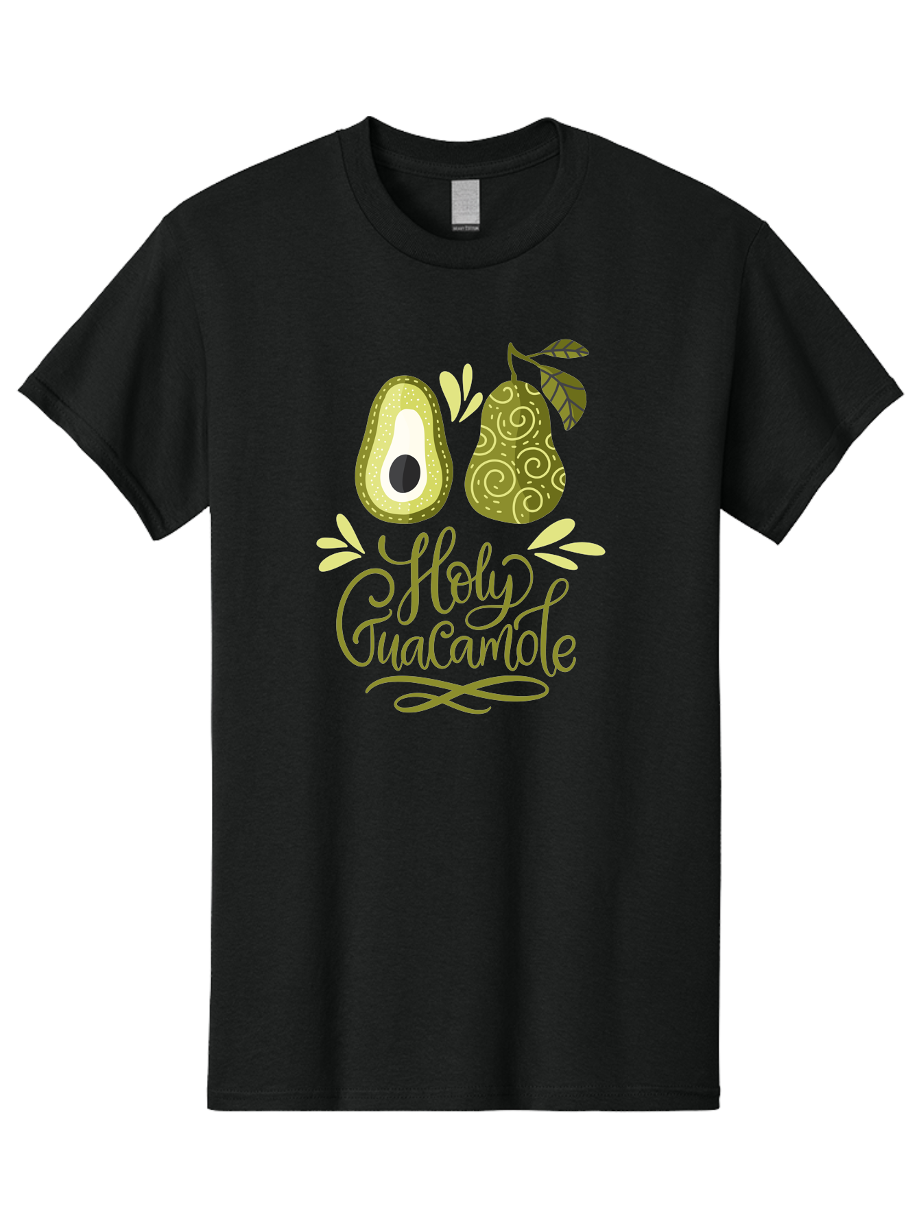 Holy-Guacamole Men'S Graphic Tee, 100% Cotton, Comfortable Casual Summer Wear, Machine Washable, Avocado Illustration, Guacamole Recipe, Healthy Eating, Food Art, Creative Typography, Decorative Leaves, Vibrant Colors, Culinary Design -  Aaa254