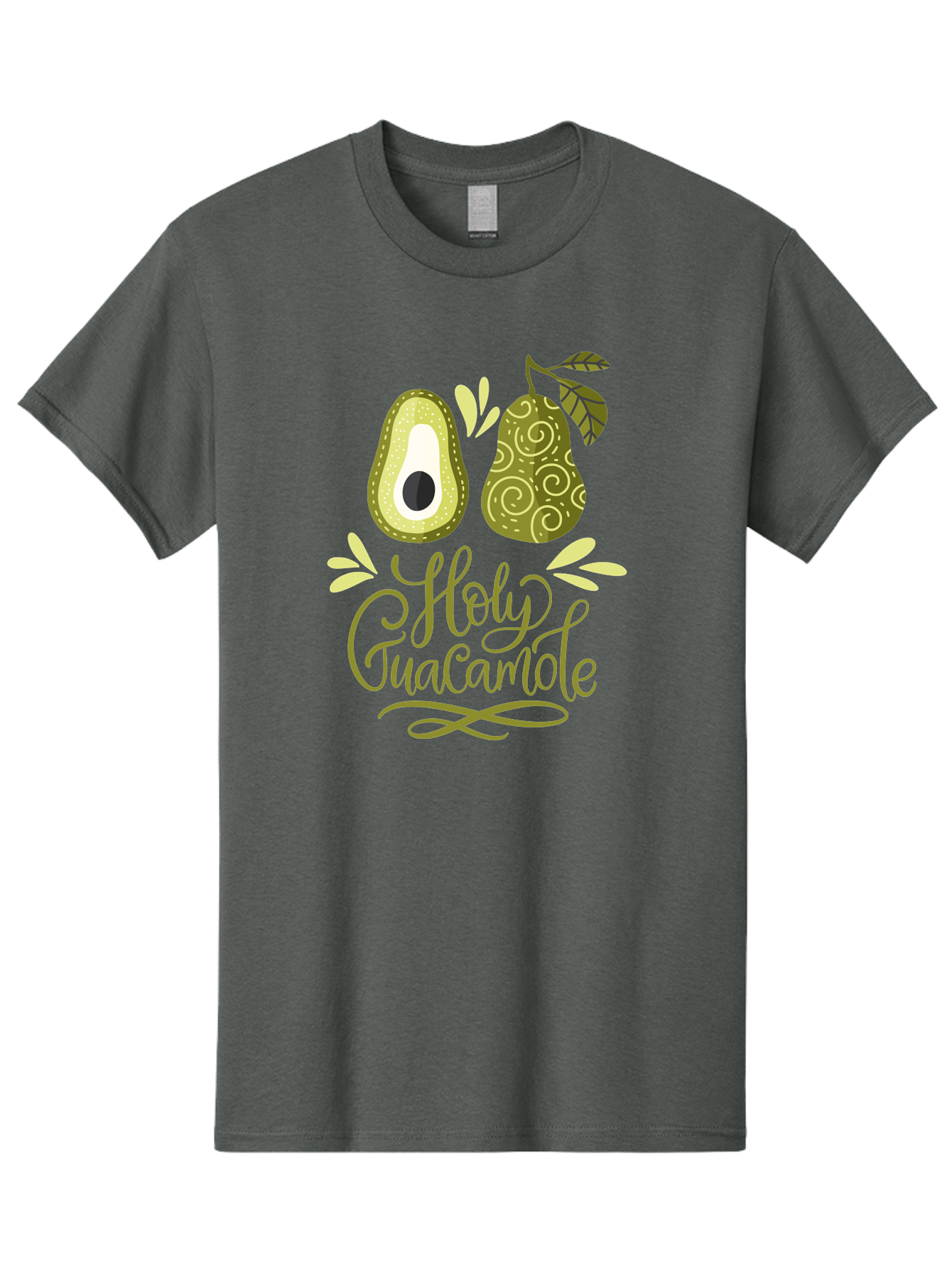 Holy-Guacamole Men'S Graphic Tee, 100% Cotton, Comfortable Casual Summer Wear, Machine Washable, Avocado Illustration, Guacamole Recipe, Healthy Eating, Food Art, Creative Typography, Decorative Leaves, Vibrant Colors, Culinary Design -  Aaa254