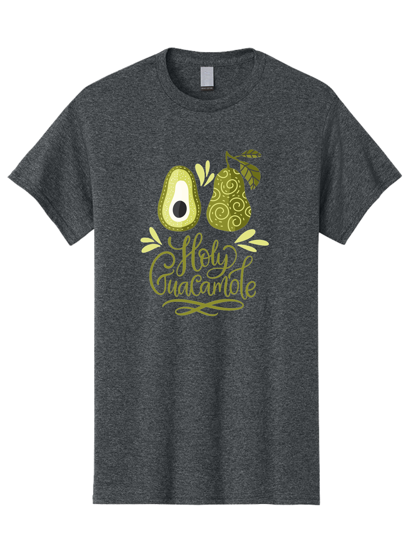 Holy-Guacamole Men'S Graphic Tee, 100% Cotton, Comfortable Casual Summer Wear, Machine Washable, Avocado Illustration, Guacamole Recipe, Healthy Eating, Food Art, Creative Typography, Decorative Leaves, Vibrant Colors, Culinary Design -  Aaa254