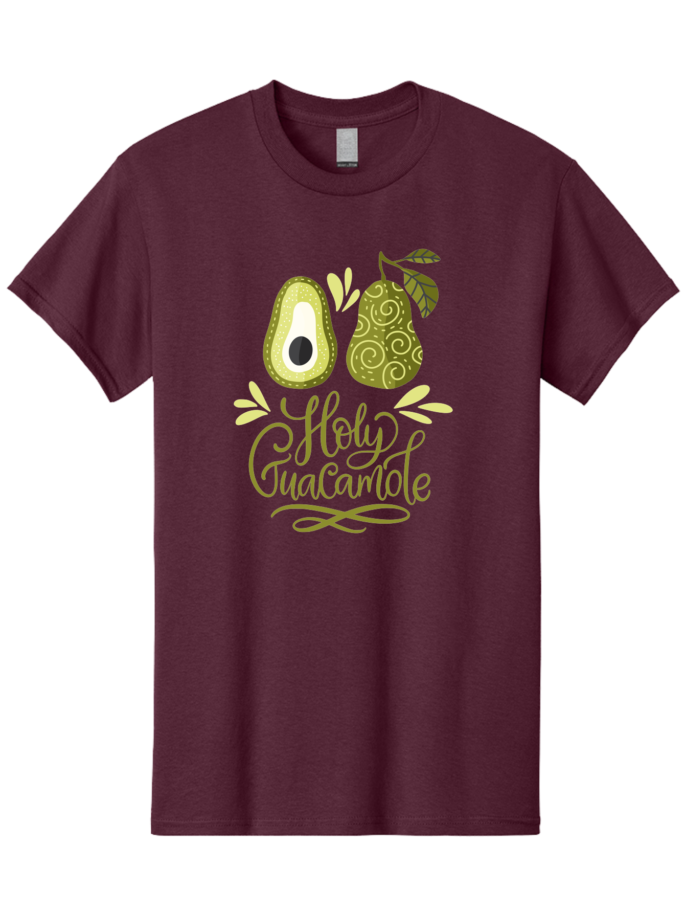 Holy-Guacamole Men'S Graphic Tee, 100% Cotton, Comfortable Casual Summer Wear, Machine Washable, Avocado Illustration, Guacamole Recipe, Healthy Eating, Food Art, Creative Typography, Decorative Leaves, Vibrant Colors, Culinary Design -  Aaa254