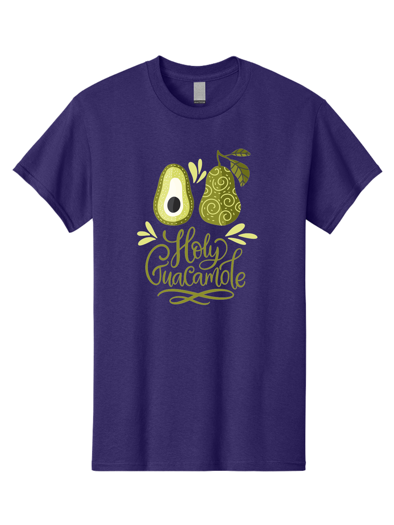 Holy-Guacamole Men'S Graphic Tee, 100% Cotton, Comfortable Casual Summer Wear, Machine Washable, Avocado Illustration, Guacamole Recipe, Healthy Eating, Food Art, Creative Typography, Decorative Leaves, Vibrant Colors, Culinary Design -  Aaa254