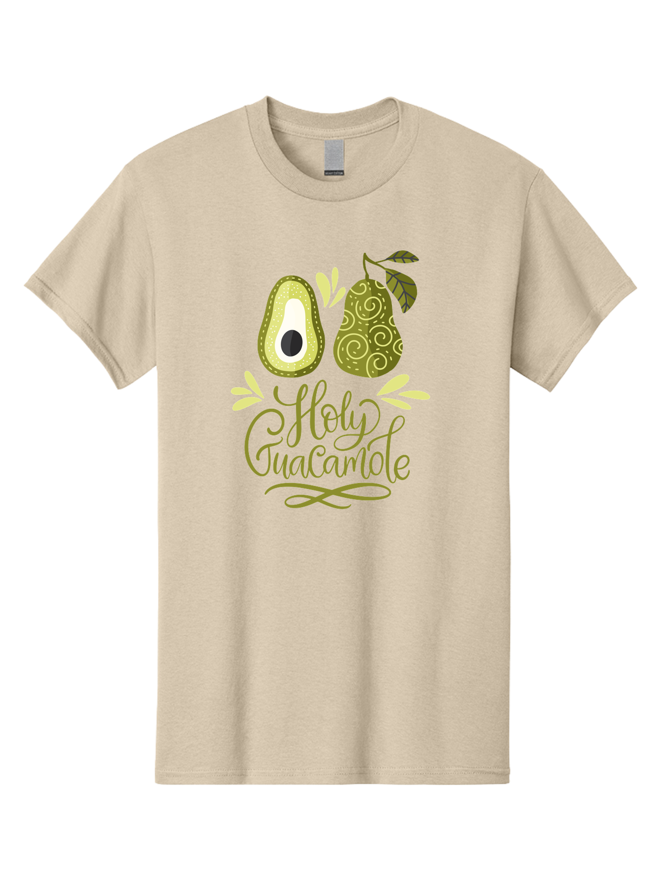 Holy-Guacamole Men'S Graphic Tee, 100% Cotton, Comfortable Casual Summer Wear, Machine Washable, Avocado Illustration, Guacamole Recipe, Healthy Eating, Food Art, Creative Typography, Decorative Leaves, Vibrant Colors, Culinary Design -  Aaa254