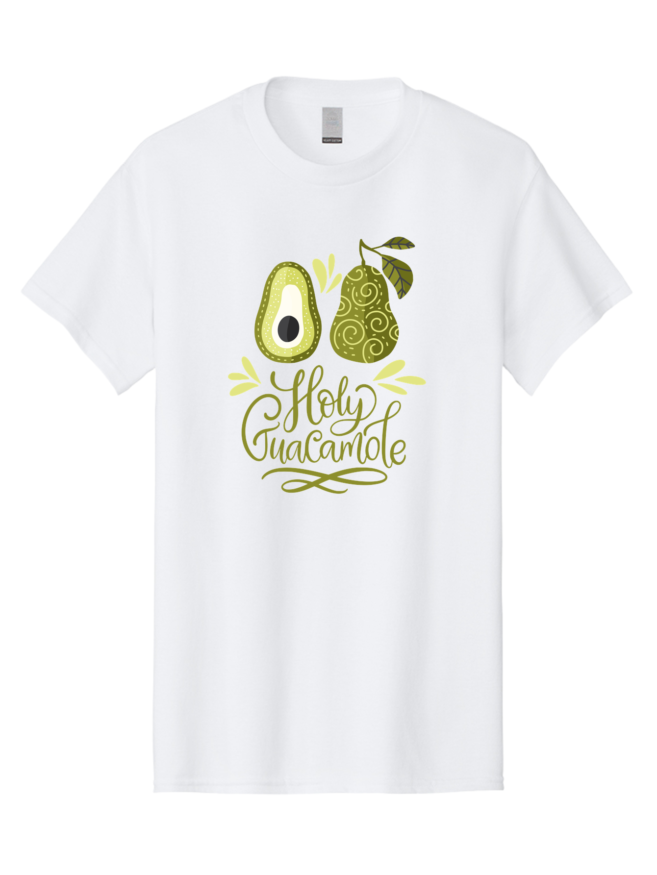 Holy-Guacamole Men'S Graphic Tee, 100% Cotton, Comfortable Casual Summer Wear, Machine Washable, Avocado Illustration, Guacamole Recipe, Healthy Eating, Food Art, Creative Typography, Decorative Leaves, Vibrant Colors, Culinary Design -  Aaa254