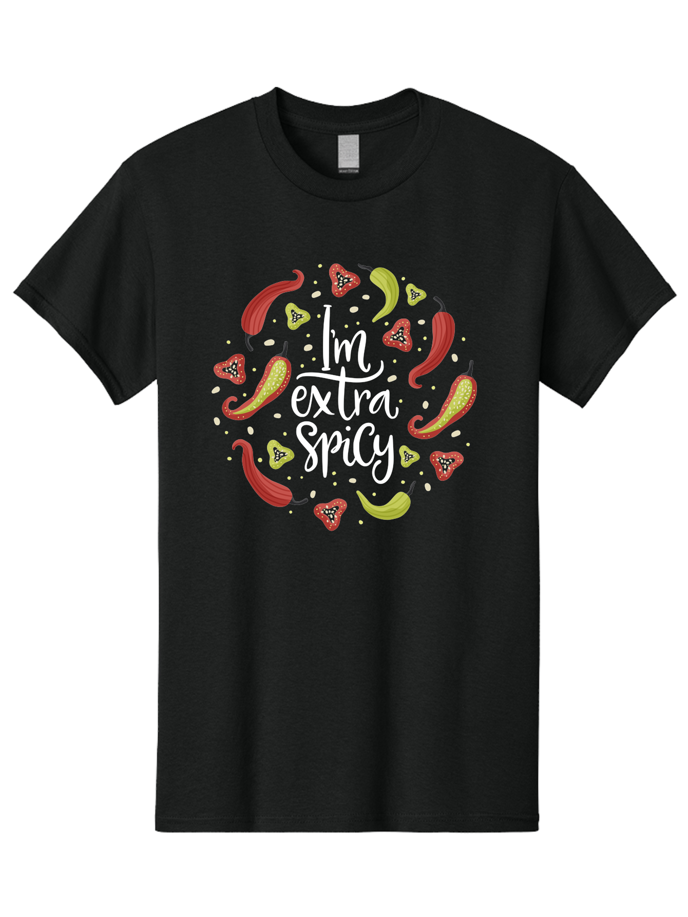 I-M-Extra-Spicy-1 Men'S Graphic Tee, 100% Cotton, Comfortable Casual Summer Wear, Machine Washable, Spicy Food, Hot Peppers, Chili Peppers, Strawberries, Flavorful Cuisine, Bold Flavors, Spicy Personality, Fun Design -  Aaa258