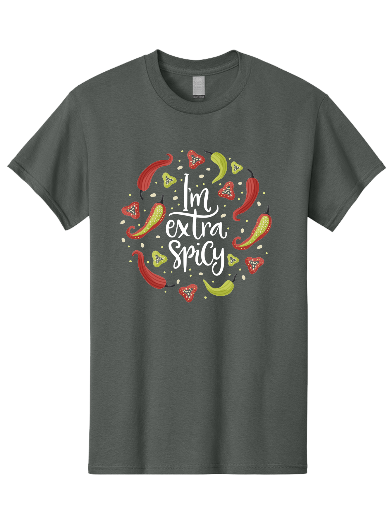 I-M-Extra-Spicy-1 Men'S Graphic Tee, 100% Cotton, Comfortable Casual Summer Wear, Machine Washable, Spicy Food, Hot Peppers, Chili Peppers, Strawberries, Flavorful Cuisine, Bold Flavors, Spicy Personality, Fun Design -  Aaa258