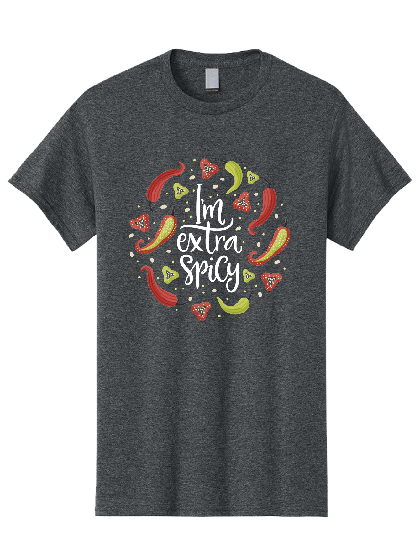 I-M-Extra-Spicy-1 Men'S Graphic Tee, 100% Cotton, Comfortable Casual Summer Wear, Machine Washable, Spicy Food, Hot Peppers, Chili Peppers, Strawberries, Flavorful Cuisine, Bold Flavors, Spicy Personality, Fun Design -  Aaa258
