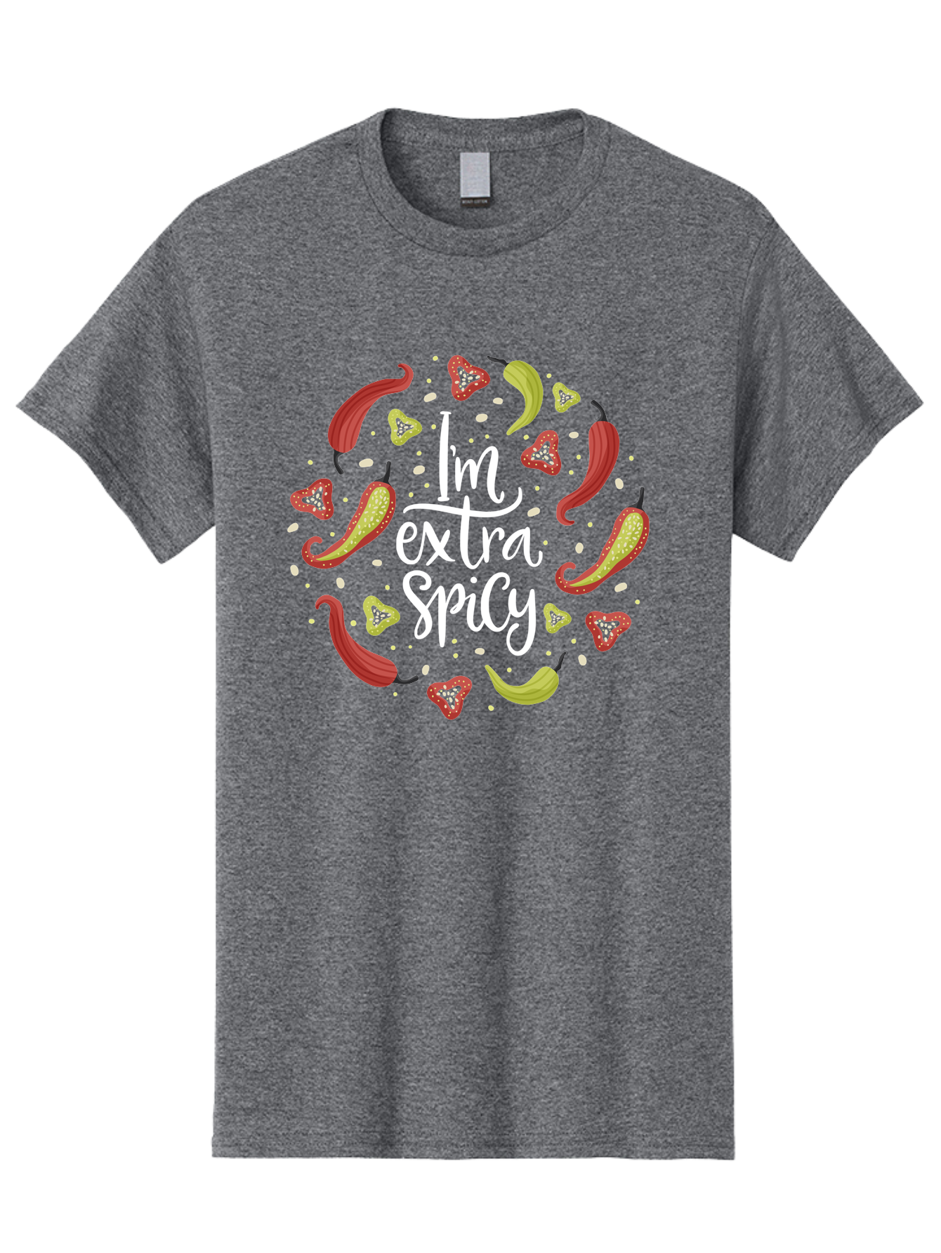 I-M-Extra-Spicy-1 Men'S Graphic Tee, 100% Cotton, Comfortable Casual Summer Wear, Machine Washable, Spicy Food, Hot Peppers, Chili Peppers, Strawberries, Flavorful Cuisine, Bold Flavors, Spicy Personality, Fun Design -  Aaa258