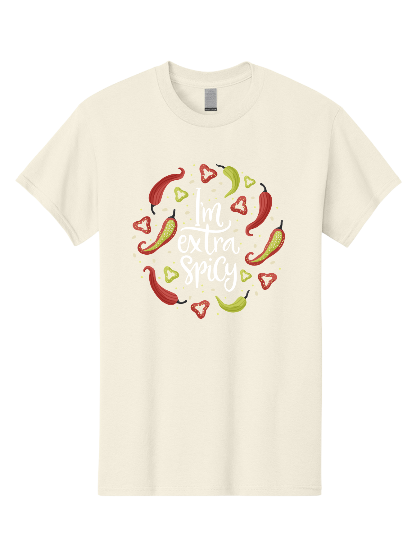 I-M-Extra-Spicy-1 Men'S Graphic Tee, 100% Cotton, Comfortable Casual Summer Wear, Machine Washable, Spicy Food, Hot Peppers, Chili Peppers, Strawberries, Flavorful Cuisine, Bold Flavors, Spicy Personality, Fun Design -  Aaa258