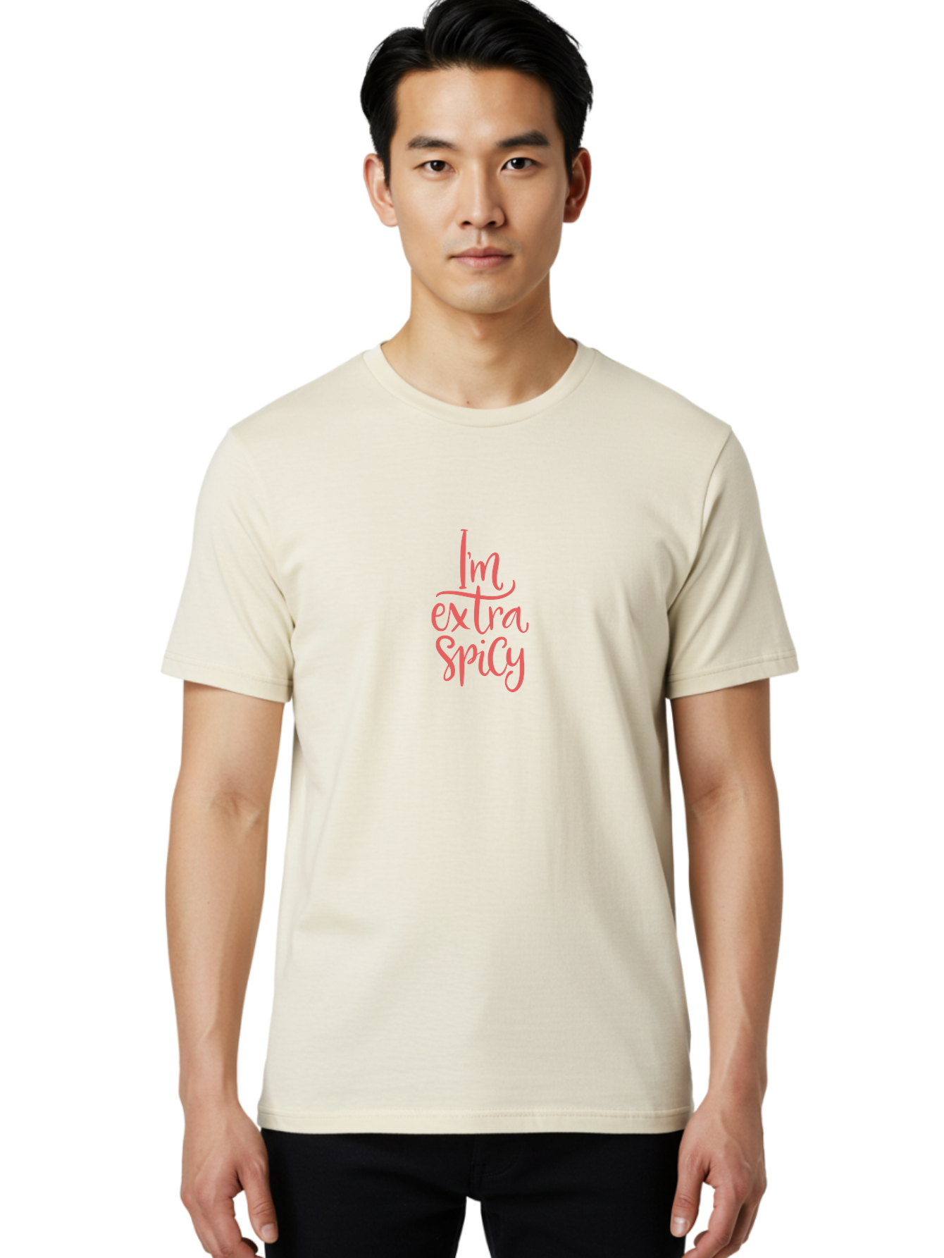I-M-Extra-Spicy-2 Men'S Graphic Tee, 100% Cotton, Comfortable Casual Summer Wear, Machine Washable, Fun Phrase, Quirky Quote, Pink Text, Funny Saying, Sassy Statement, Bold Typography, Motivational Phrase, Attitude Adjustment -  Aaa259
