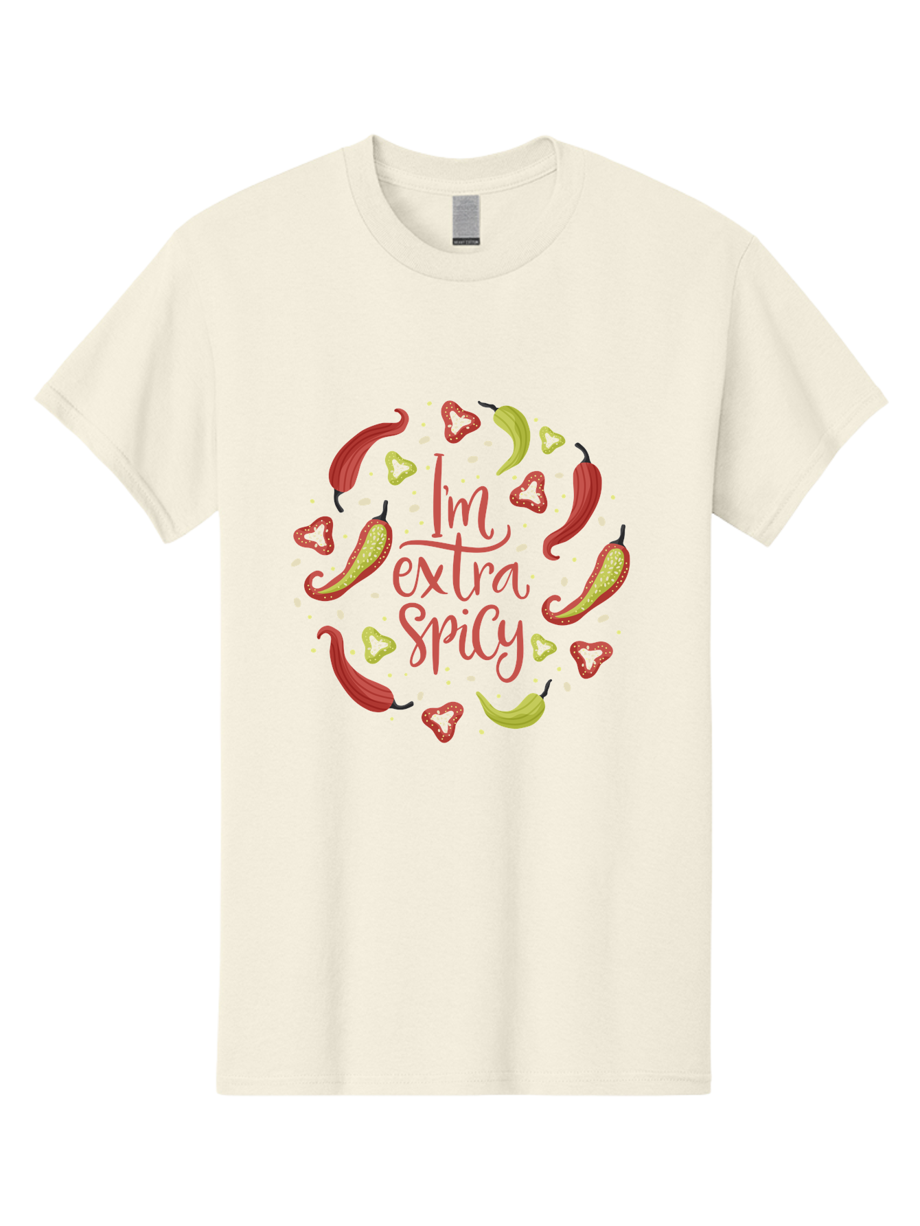 I-M-Extra-Spicy Men'S Graphic Tee, 100% Cotton, Comfortable Casual Summer Wear, Machine Washable, I'M Extra Spicy, Chilli Peppers, Strawberries, Spicy Food, Hot Sauce, Bold Flavors, Vibrant Colors, Playful Design, Quirky Typography, -  Aaa261