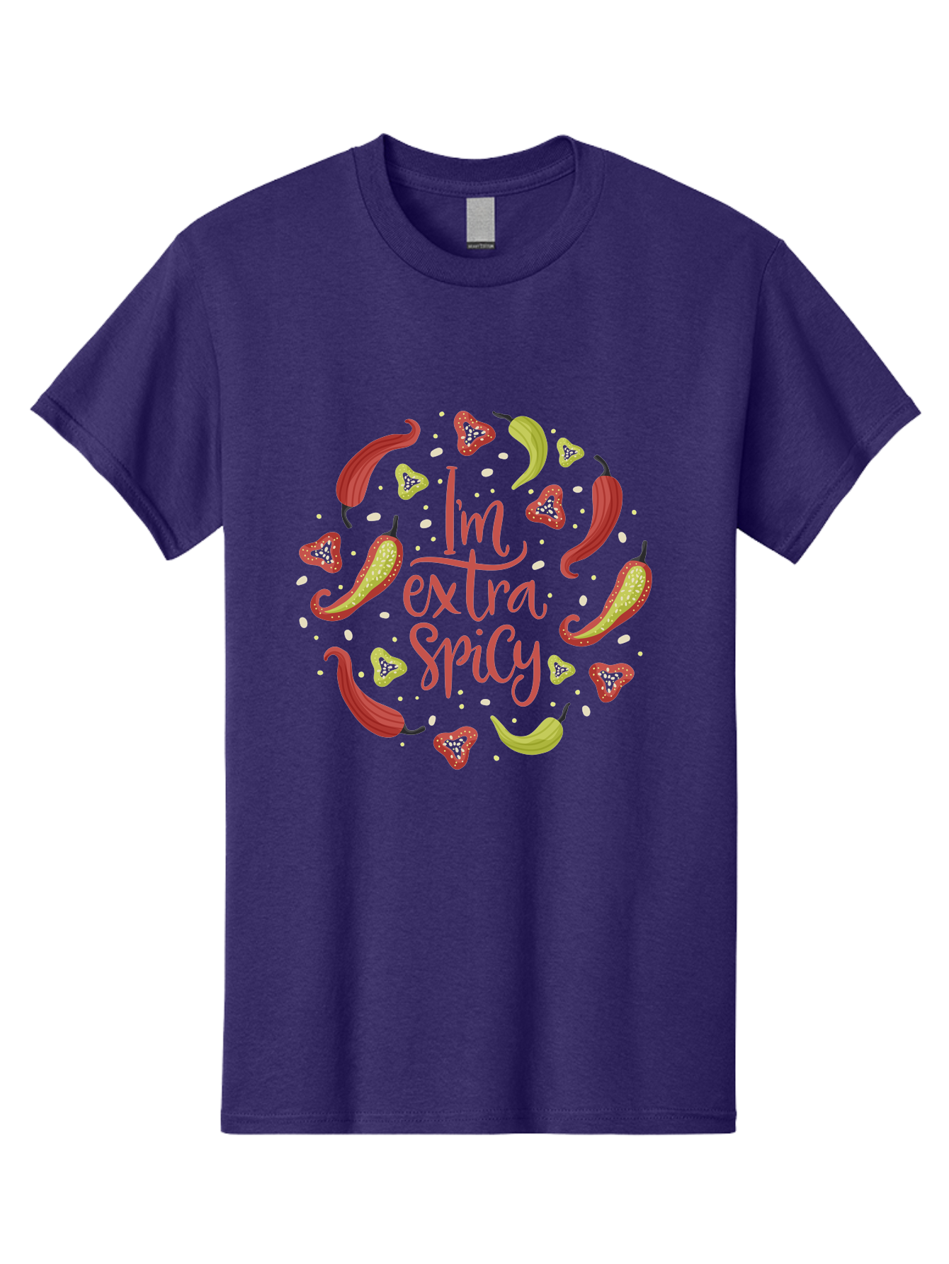 I-M-Extra-Spicy Men'S Graphic Tee, 100% Cotton, Comfortable Casual Summer Wear, Machine Washable, I'M Extra Spicy, Chilli Peppers, Strawberries, Spicy Food, Hot Sauce, Bold Flavors, Vibrant Colors, Playful Design, Quirky Typography, -  Aaa261