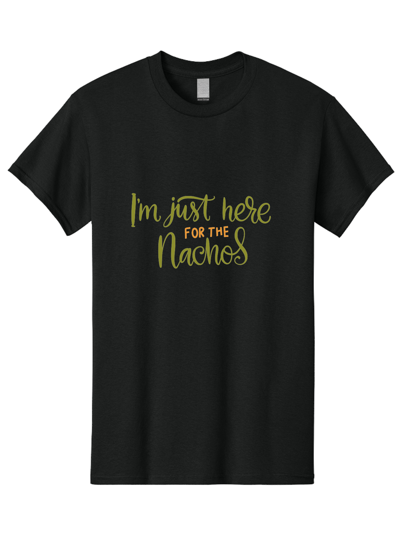 I-M-Just-Here-For-The-Nachos-3 Men'S Graphic Tee, 100% Cotton, Comfortable Casual Summer Wear, Machine Washable, Funny Quote, Humorous Saying, Nachos Love, Foodie Humor, Casual Phrase, Playful Text, Snack Time -  Aaa264
