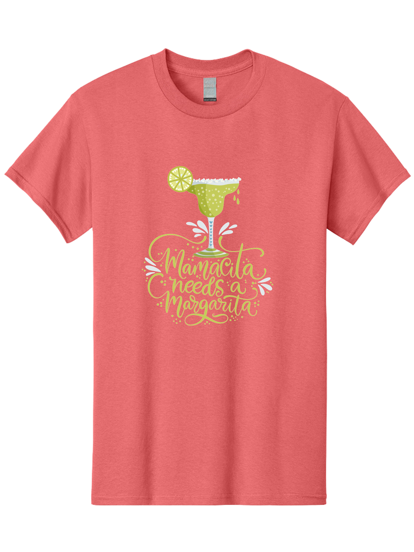 Mamacita-Needs-A-Margarita-1 Men'S Graphic Tee, 100% Cotton, Comfortable Casual Summer Wear, Machine Washable, Margarita Cocktail, Lime Slice, Salt Rim, Tequila Drink, Festive Design, Party Theme, Mexican-Inspired, Cocktail Culture, -  Aaa273