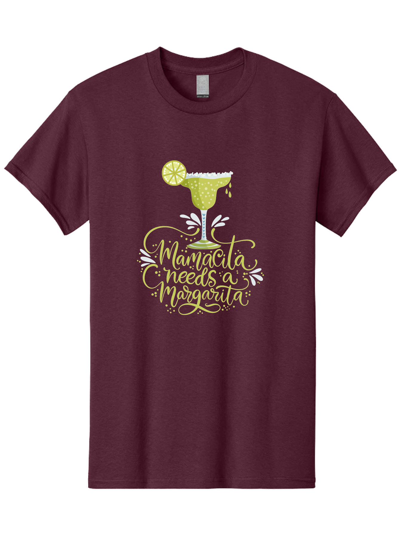 Mamacita-Needs-A-Margarita-1 Men'S Graphic Tee, 100% Cotton, Comfortable Casual Summer Wear, Machine Washable, Margarita Cocktail, Lime Slice, Salt Rim, Tequila Drink, Festive Design, Party Theme, Mexican-Inspired, Cocktail Culture, -  Aaa273