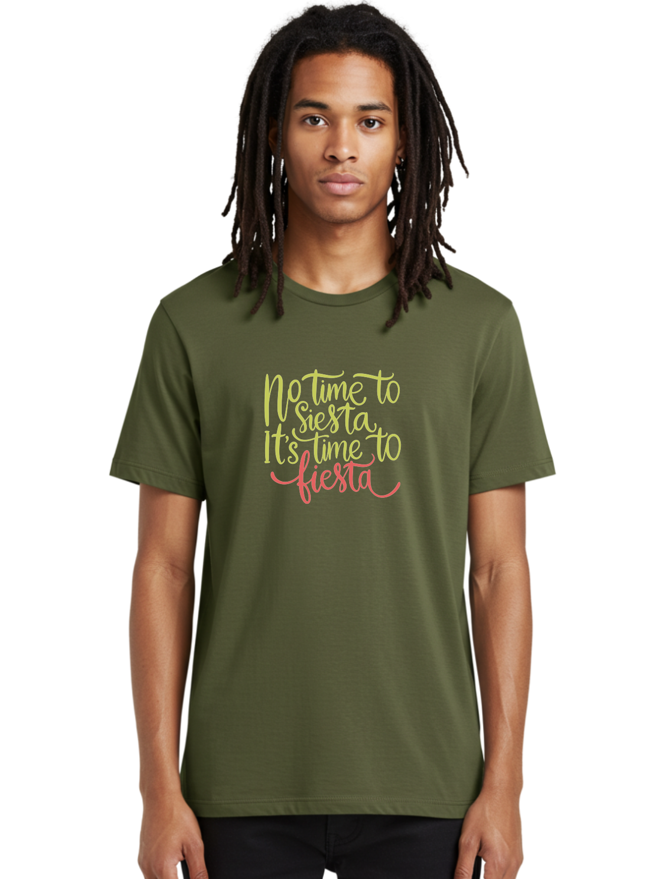 No-Time-To-Siesta-It-S-Time-To-Fiesta-1 Men'S Graphic Tee, 100% Cotton, Comfortable Casual Summer Wear, Machine Washable, Party Time, Fiesta Vibes, Celebration Mode, Festive Atmosphere, Fun Phrases, Lively Spirit, Dance Party, Vibrant Text -  Aaa287