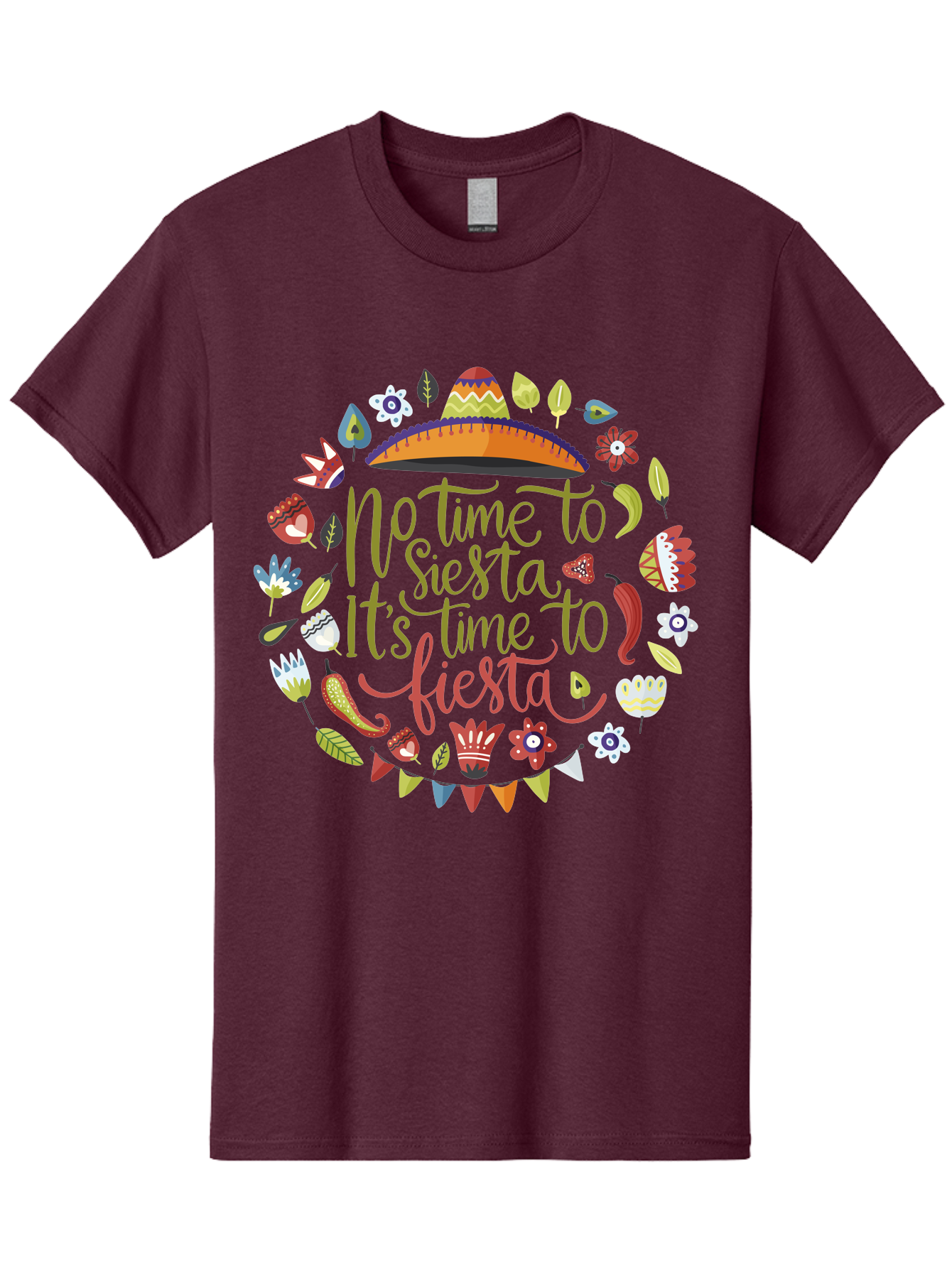 No-Time-To-Siesta Men'S Graphic Tee, 100% Cotton, Comfortable Casual Summer Wear, Machine Washable, Taco Graphic, Fiesta Decorations, Mexican Culture, Festive Atmosphere, Vibrant Colors, Party Time, Celebration, Chili Peppers, Sombrero, -  Aaa289