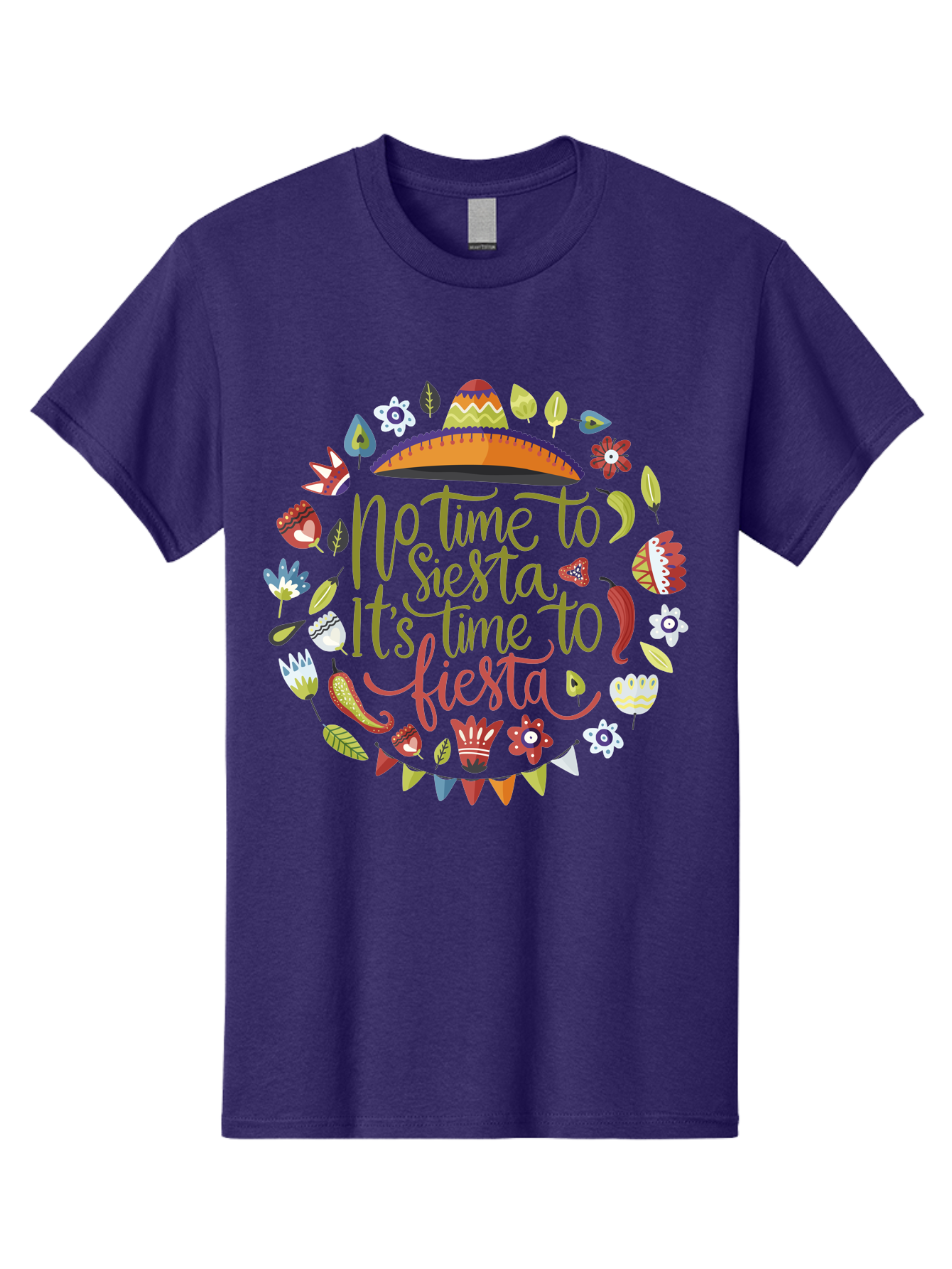 No-Time-To-Siesta Men'S Graphic Tee, 100% Cotton, Comfortable Casual Summer Wear, Machine Washable, Taco Graphic, Fiesta Decorations, Mexican Culture, Festive Atmosphere, Vibrant Colors, Party Time, Celebration, Chili Peppers, Sombrero, -  Aaa289