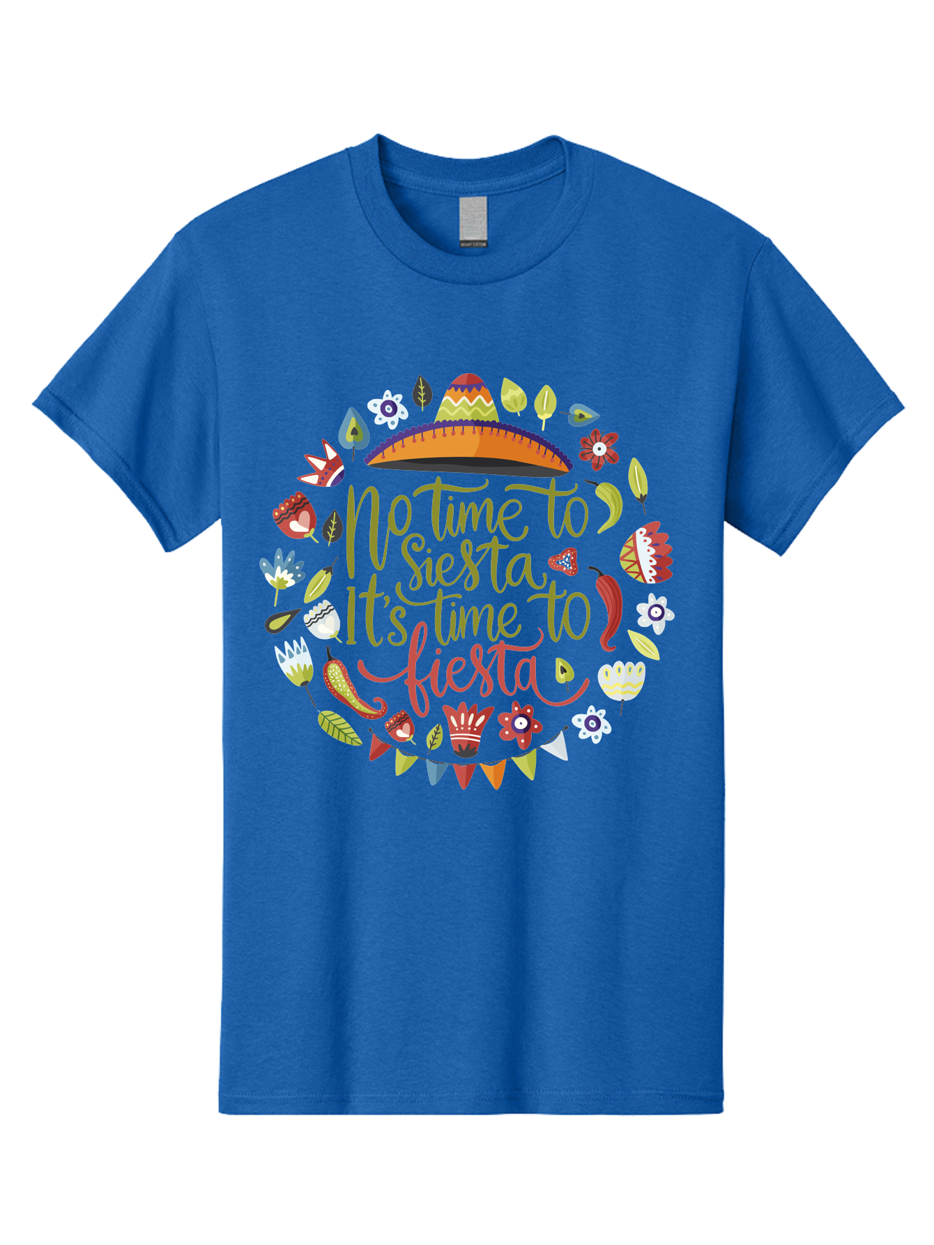 No-Time-To-Siesta Men'S Graphic Tee, 100% Cotton, Comfortable Casual Summer Wear, Machine Washable, Taco Graphic, Fiesta Decorations, Mexican Culture, Festive Atmosphere, Vibrant Colors, Party Time, Celebration, Chili Peppers, Sombrero, -  Aaa289