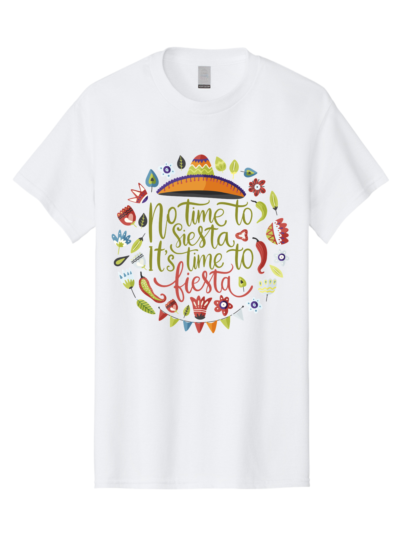 No-Time-To-Siesta Men'S Graphic Tee, 100% Cotton, Comfortable Casual Summer Wear, Machine Washable, Taco Graphic, Fiesta Decorations, Mexican Culture, Festive Atmosphere, Vibrant Colors, Party Time, Celebration, Chili Peppers, Sombrero, -  Aaa289