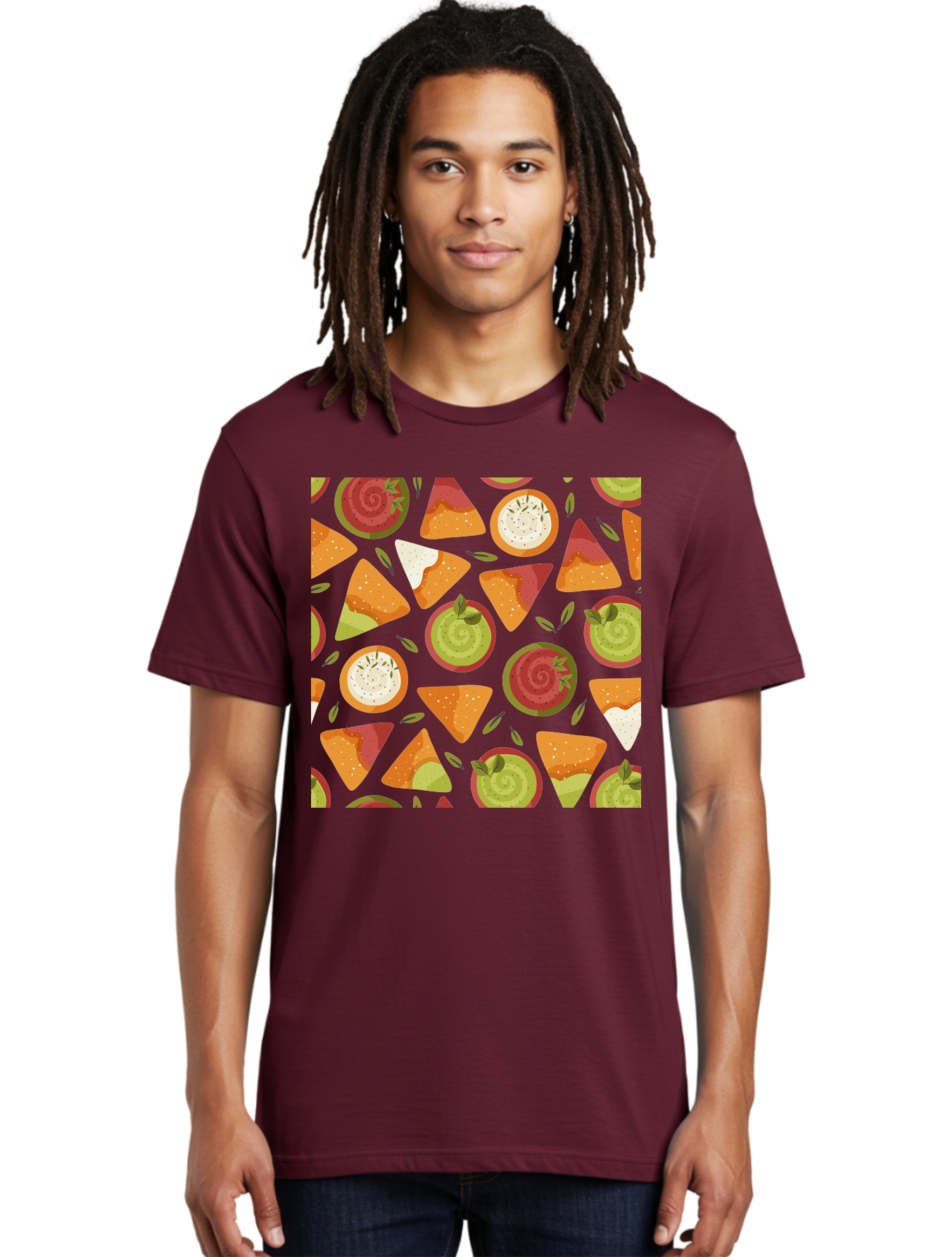 Pizza-Slices-Pattern Men'S Graphic Tee, 100% Cotton, Comfortable Casual Summer Wear, Machine Washable, Pizza Slices, Various Toppings, Pepperoni, Vegetables, Cheese, Food Pattern, Seamless Design, Cartoon Style -  Aaa290