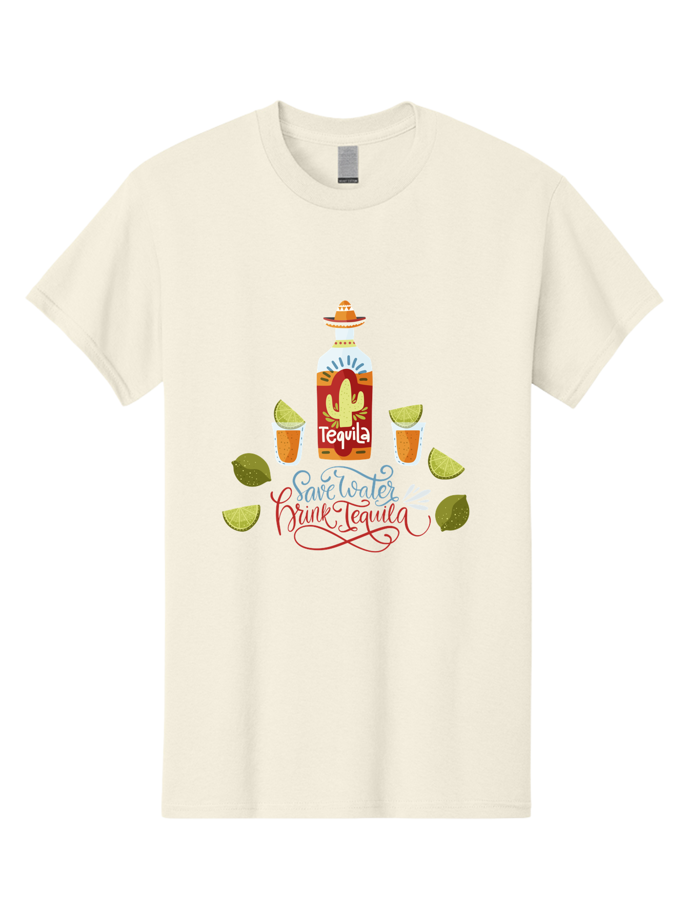 Smile-Later-Drink-Tequila Men'S Graphic Tee, 100% Cotton, Comfortable Casual Summer Wear, Machine Washable, Tequila Shots, Lime Wedges, Tequila Bottle, Cactus Design, Fiesta Theme, Margarita Glasses, Mexican Spirit, Drink Tequila -  Aaa296