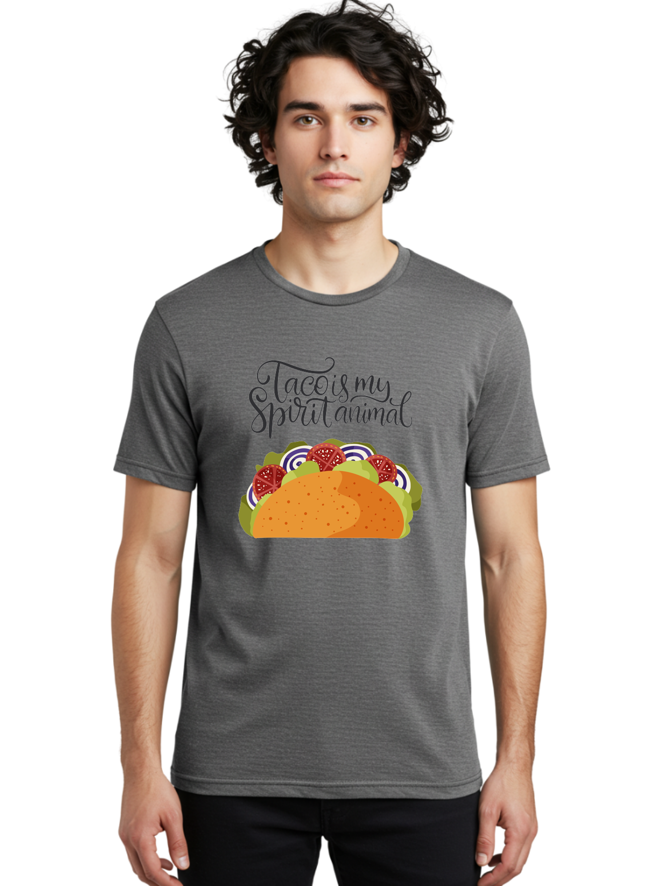 Taco-Is-My-Spirit-Animal-1 Men'S Graphic Tee, 100% Cotton, Comfortable Casual Summer Wear, Machine Washable, Taco Love, Mexican Cuisine, Foodie Humor, Taco Graphics, Spirit Animal Humor, Funny Quotes, Vibrant Graphics, Taco Culture, -  Aaa300