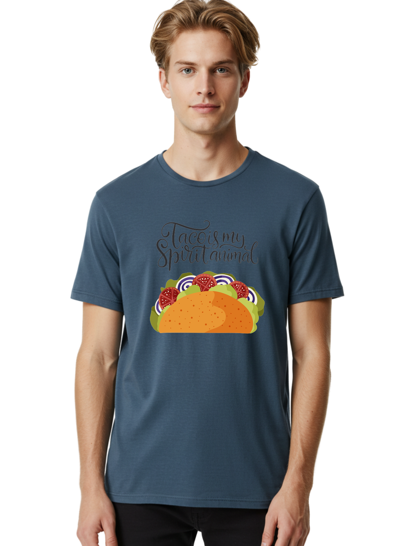Taco-Is-My-Spirit-Animal-1 Men'S Graphic Tee, 100% Cotton, Comfortable Casual Summer Wear, Machine Washable, Taco Love, Mexican Cuisine, Foodie Humor, Taco Graphics, Spirit Animal Humor, Funny Quotes, Vibrant Graphics, Taco Culture, -  Aaa300