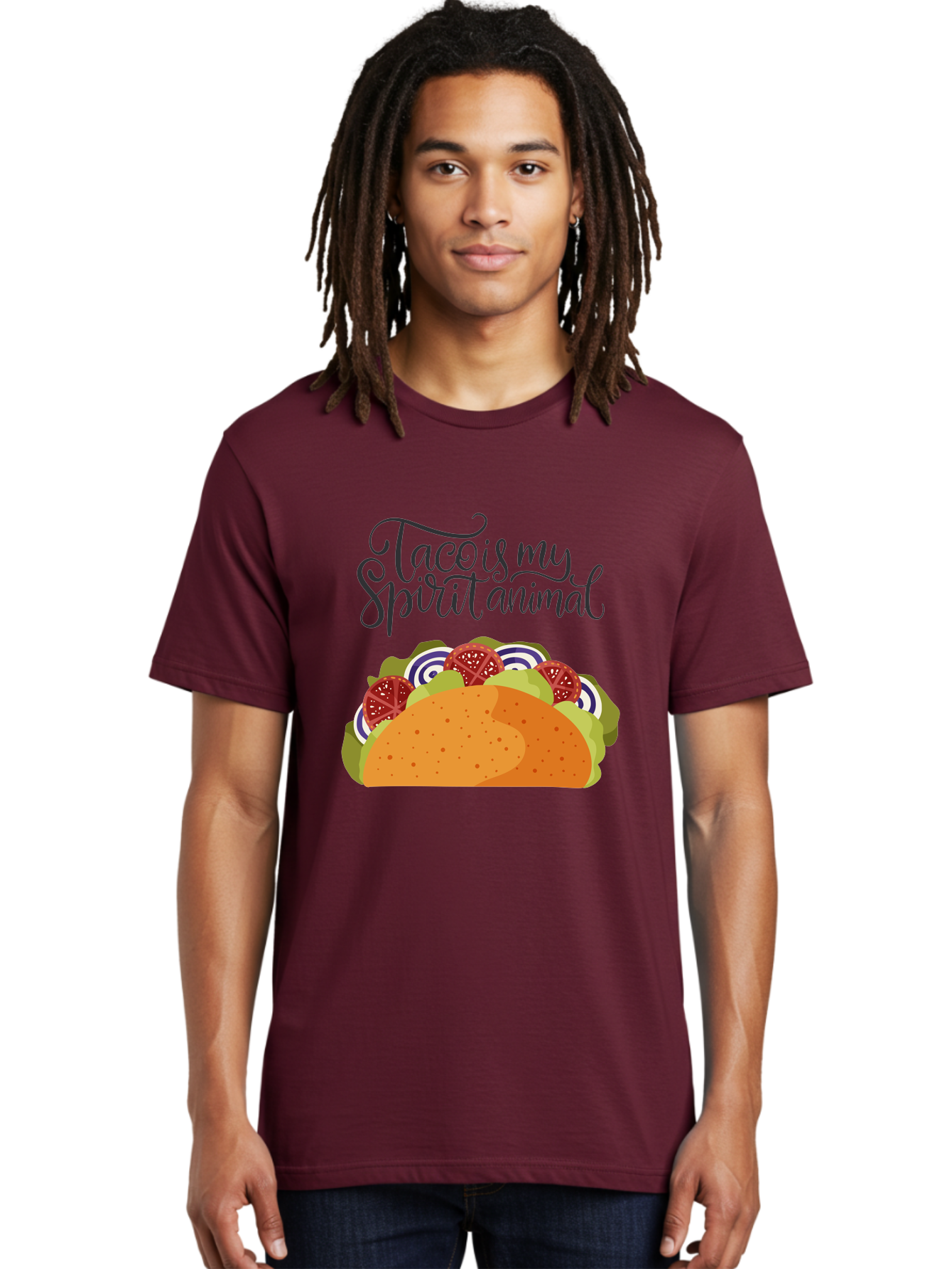 Taco-Is-My-Spirit-Animal-1 Men'S Graphic Tee, 100% Cotton, Comfortable Casual Summer Wear, Machine Washable, Taco Love, Mexican Cuisine, Foodie Humor, Taco Graphics, Spirit Animal Humor, Funny Quotes, Vibrant Graphics, Taco Culture, -  Aaa300