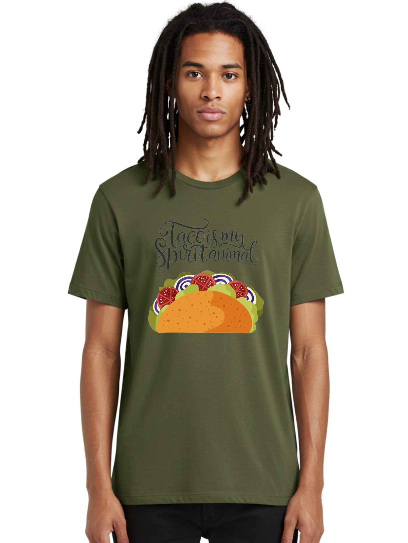 Taco-Is-My-Spirit-Animal-1 Men'S Graphic Tee, 100% Cotton, Comfortable Casual Summer Wear, Machine Washable, Taco Love, Mexican Cuisine, Foodie Humor, Taco Graphics, Spirit Animal Humor, Funny Quotes, Vibrant Graphics, Taco Culture, -  Aaa300